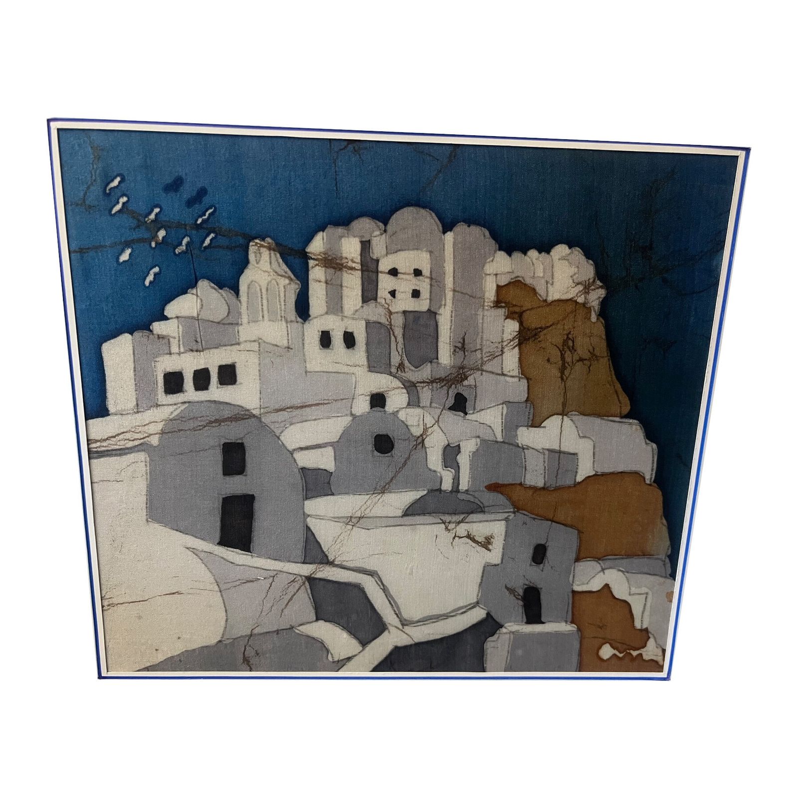 “Santorini Silhouettes” – Silk Painting By Anthi, 1990’s