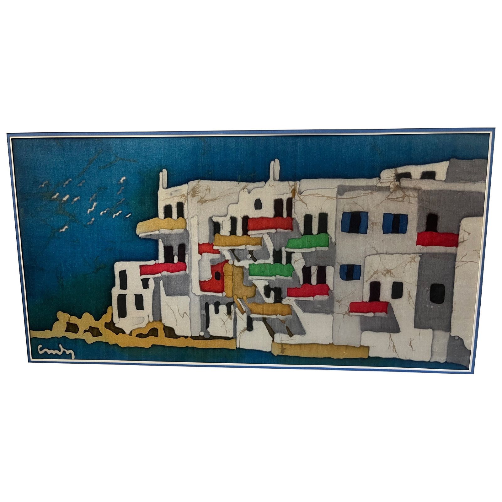 Anthi Hadjinikolaou “Aegean Dreamscape” – Silk Painting,1990’s