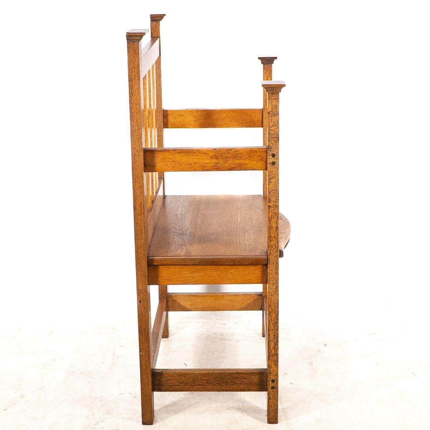 An Arts And Crafts Hall Seat In The Glasgow Style With Extended Capped Tops photo Furniture
