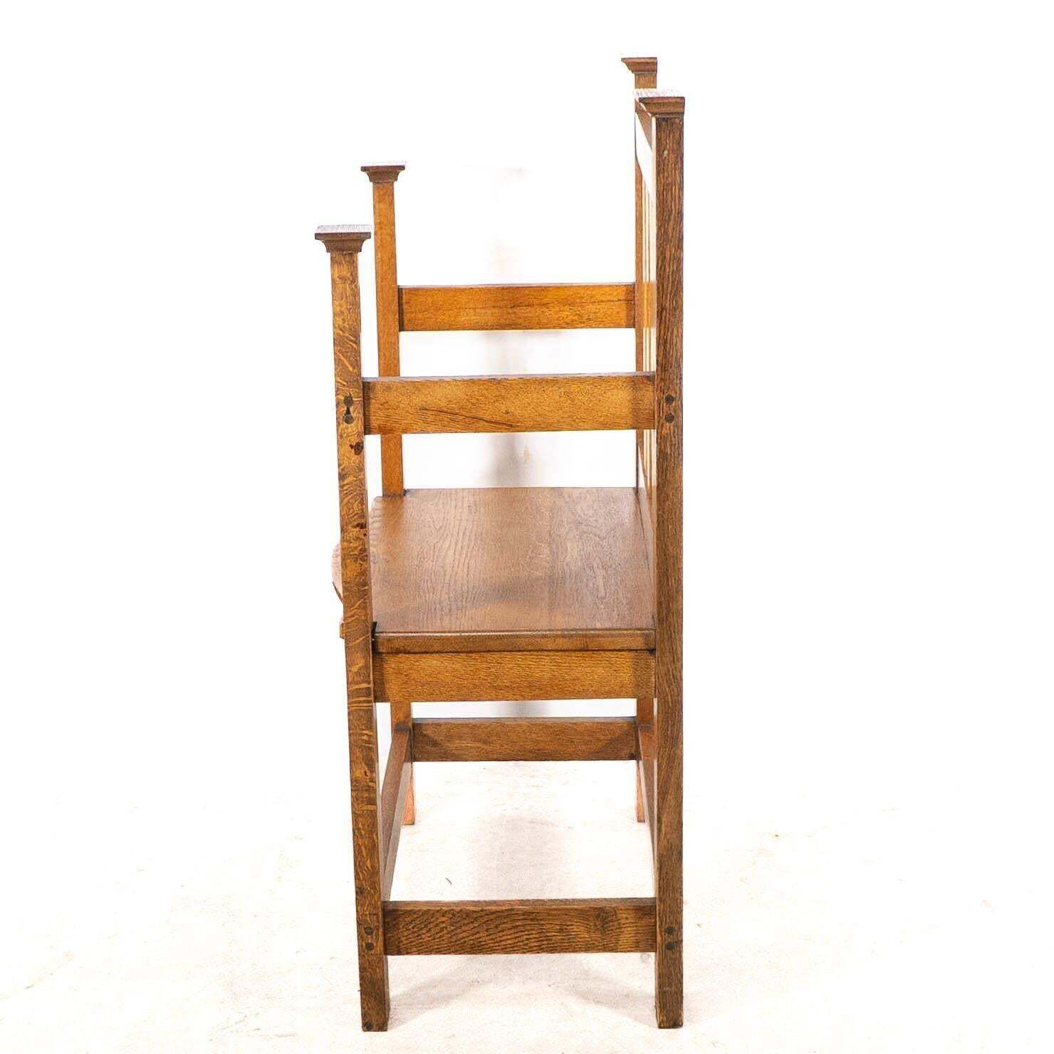 An Arts And Crafts Hall Seat In The Glasgow Style With Extended Capped Tops photo 1800.0