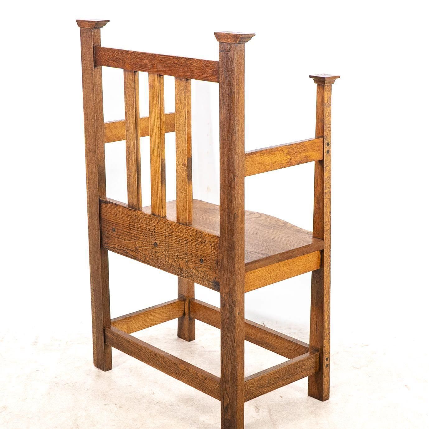 An Arts And Crafts Hall Seat In The Glasgow Style With Extended Capped Tops photo vintage