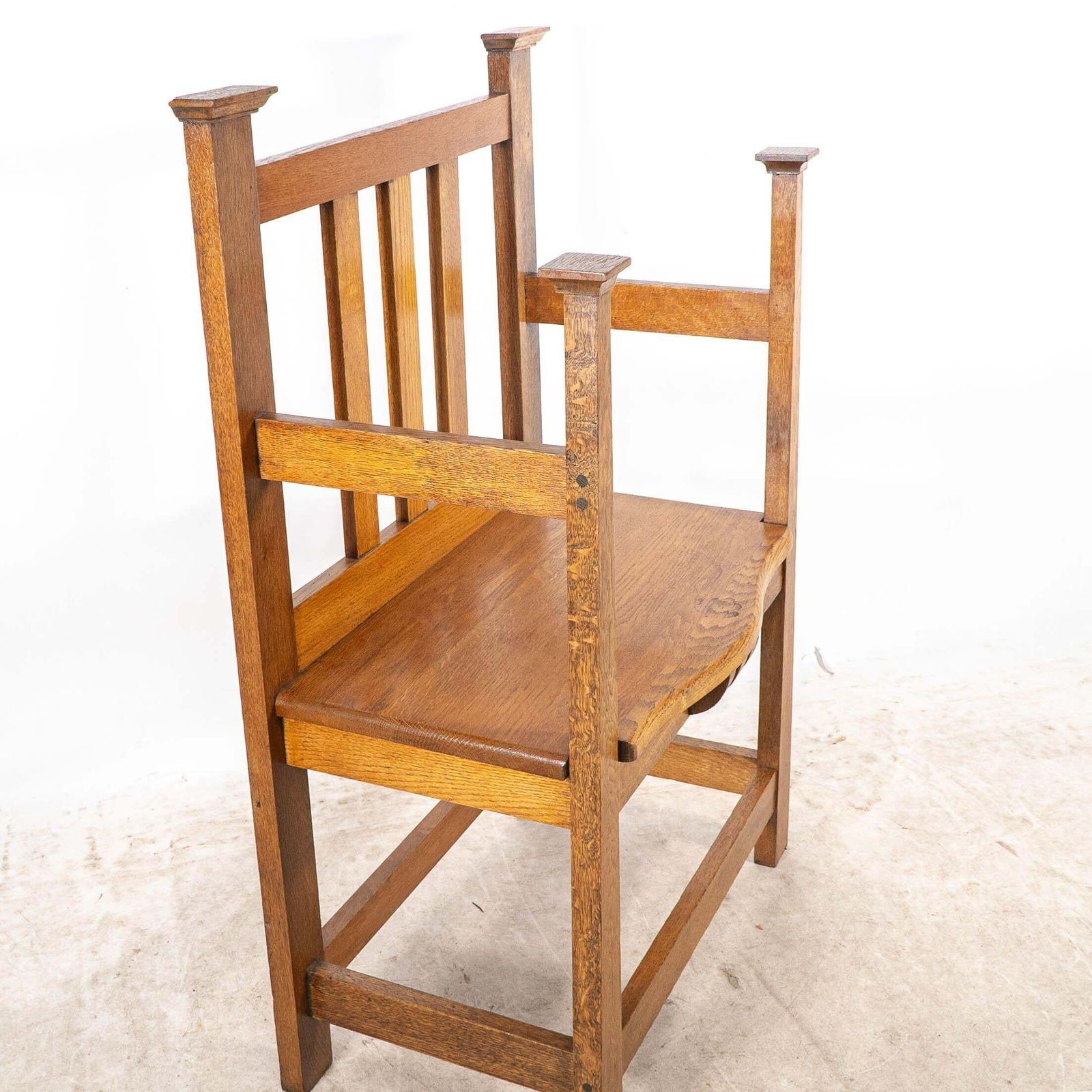 Furniture An Arts And Crafts Hall Seat In The Glasgow Style With Extended Capped Tops photo