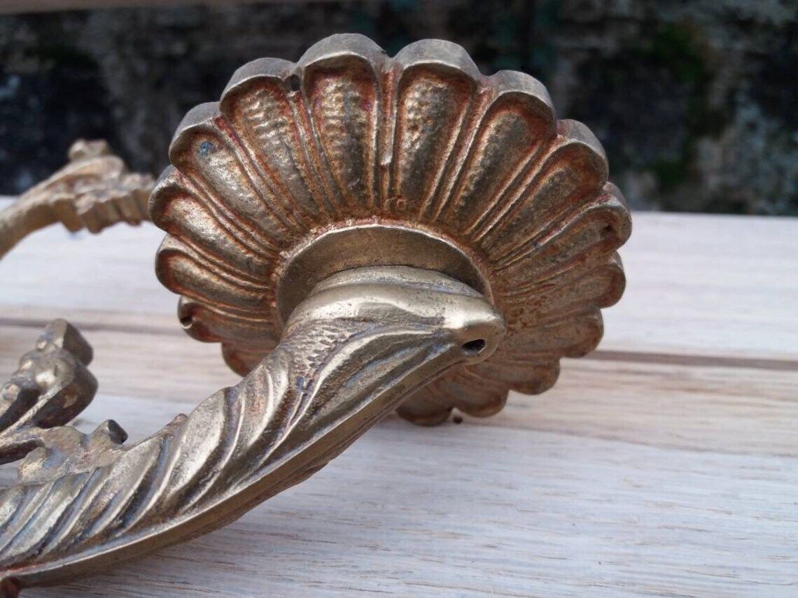 Antique French Bronze Candle Sconces: Floral Empire Lighting Pair photo 201.0