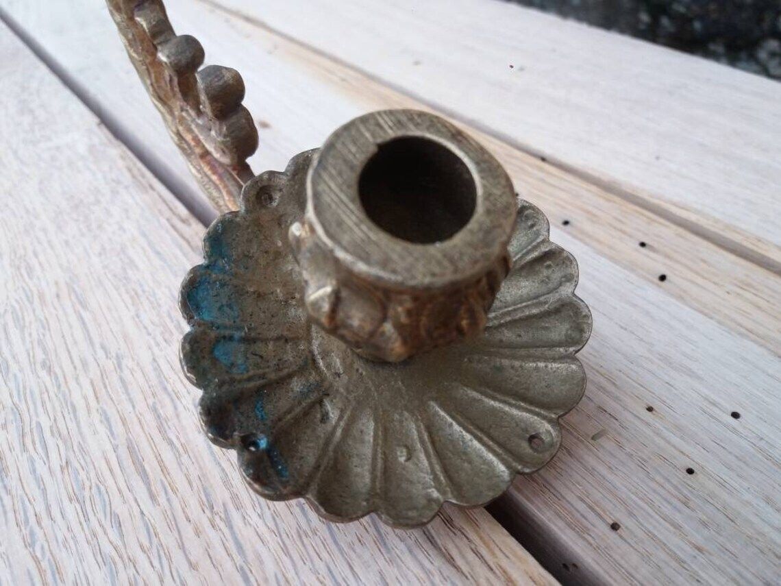 Antique French Bronze Candle Sconces: Floral Empire Lighting Pair photo vinterior