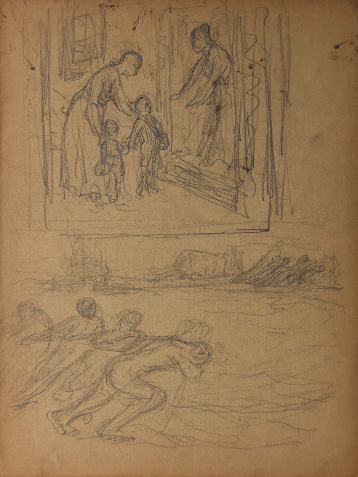 Gaston Guignard, Nude Woman § Reverse Two More Scenes (Circa 1880) photo for sale