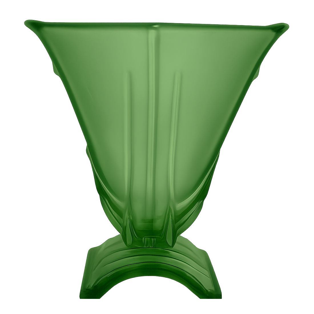 Vintage Uranium Glass Vase – Art Deco Fan Shape 1930’s
