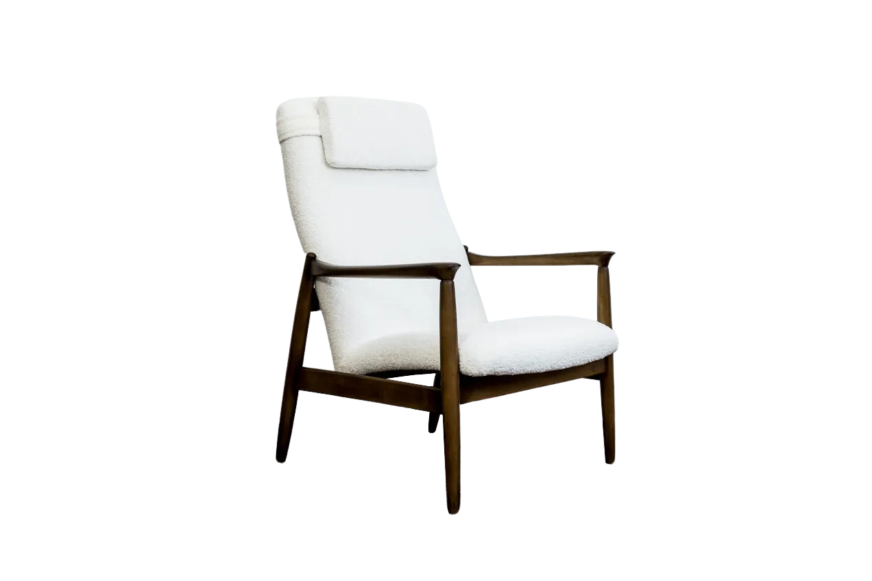 Mid Century Modern High Back Armchair By Edmund Homa, Gfm, Poland, 1960's