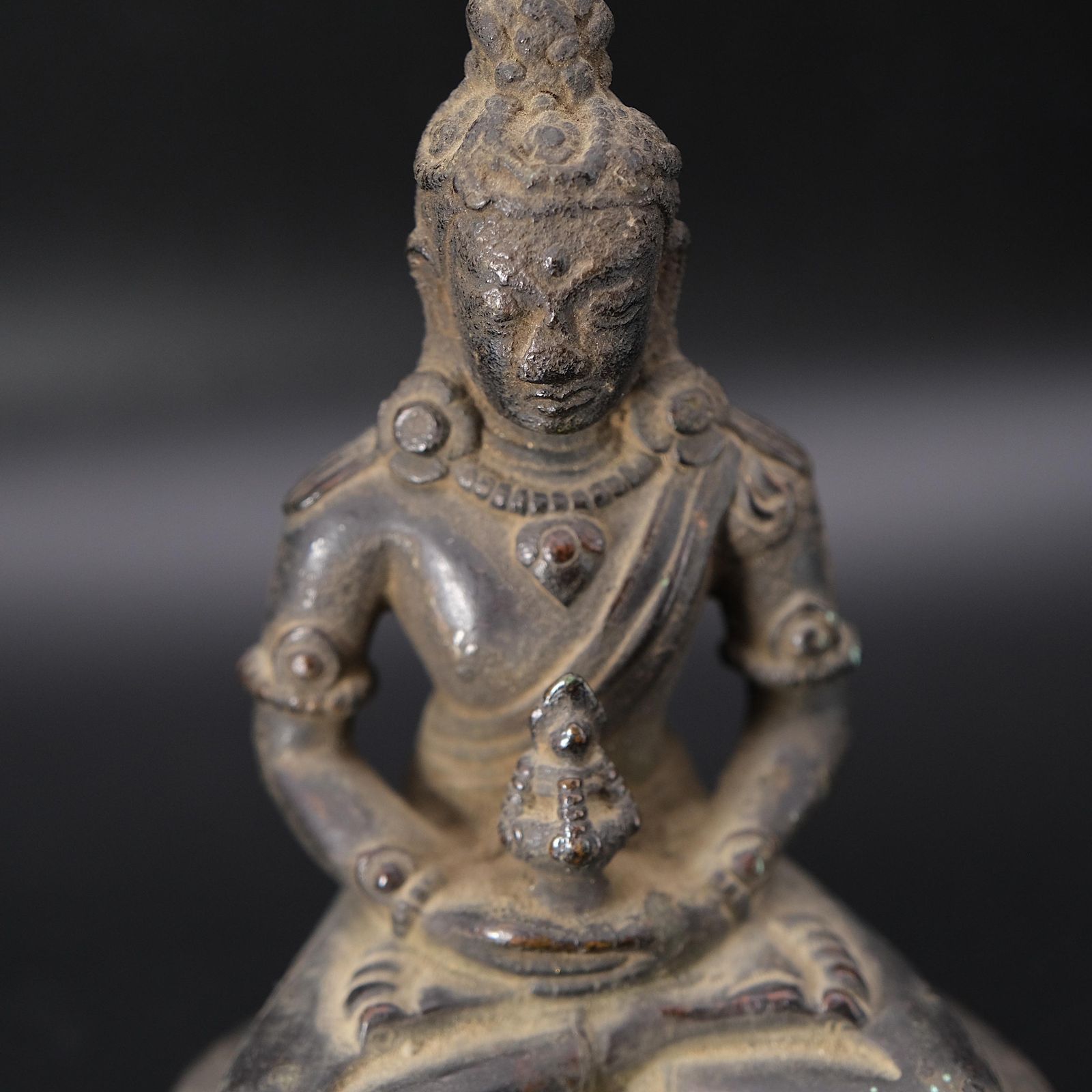 Buddha Amitayus Sculpture – 18th Century Bronze Buddha Statue – Himalayan Art, Antique Tibetan photo for sale