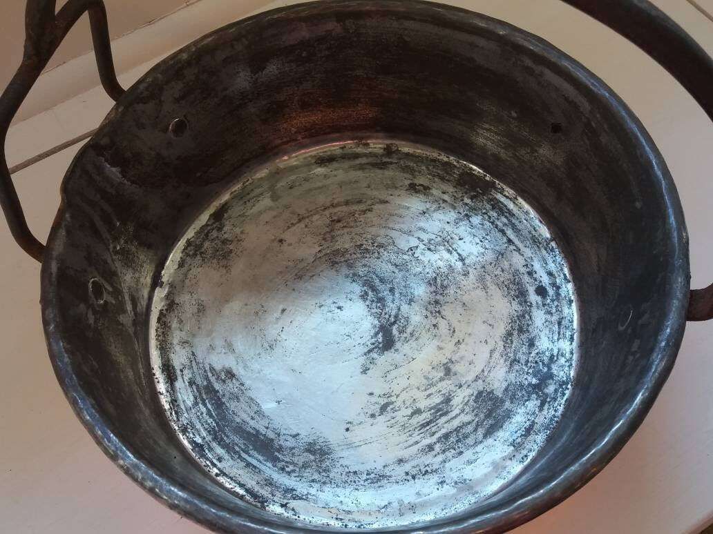 Large Antique Iron Frying Pan: Hand Forged Open Fire Skillet photo vintage