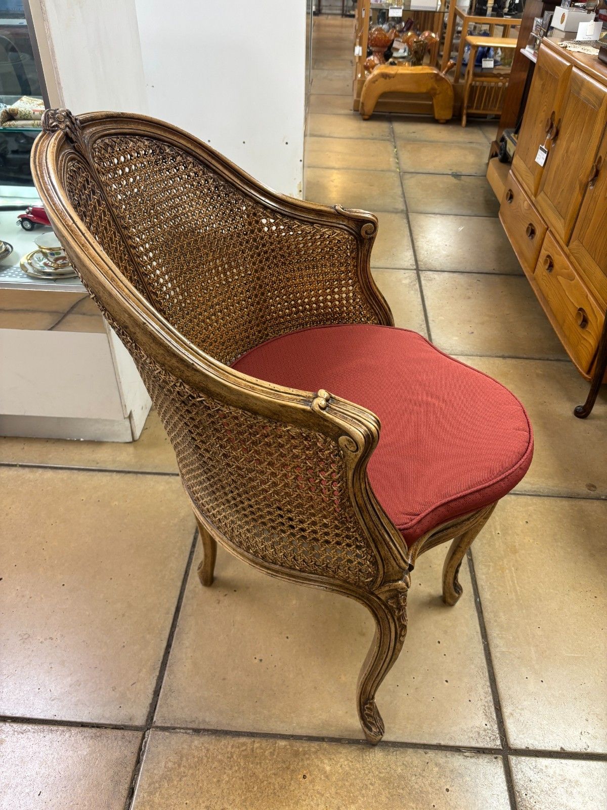 Antique French 19th Century Walnut & Cane Carved Corner Chair photo Furniture