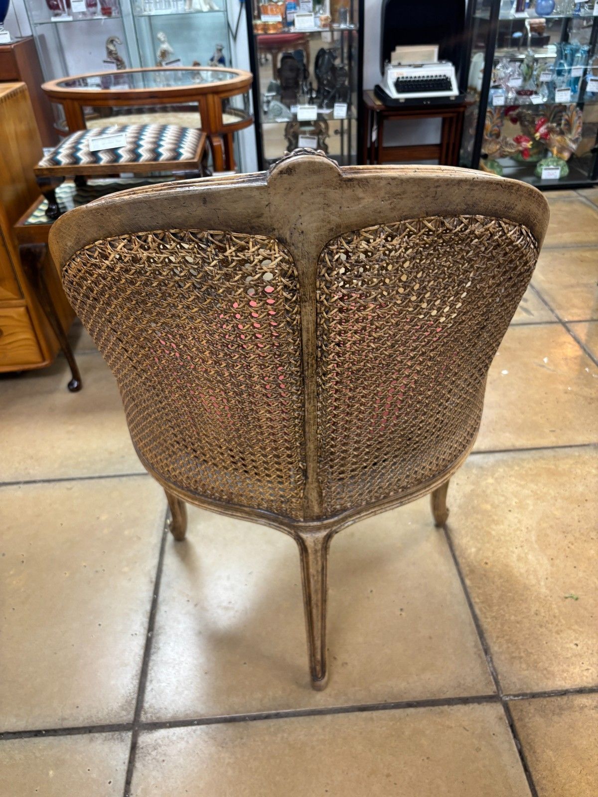 Antique French 19th Century Walnut & Cane Carved Corner Chair photo vinterior