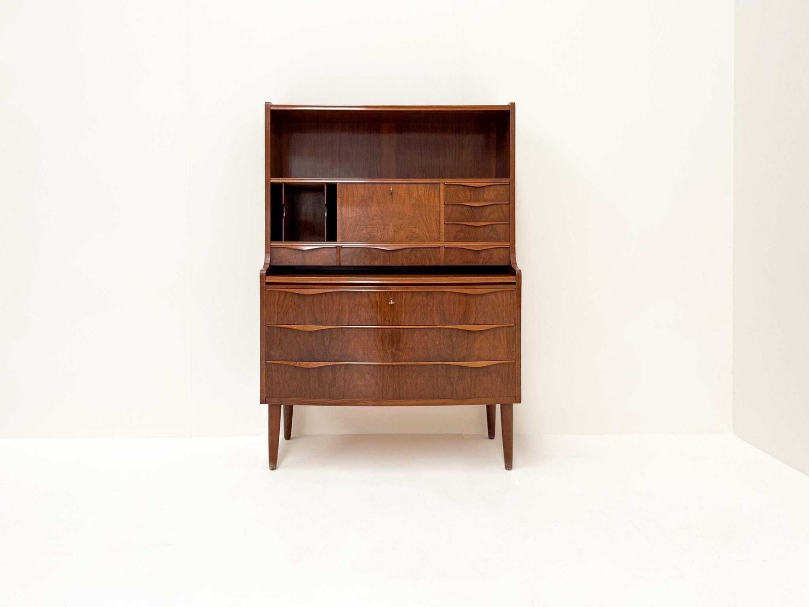 Erling Torvits Walnut Secretary Desk With Wave Front, Denmark, 1960s photo furniture