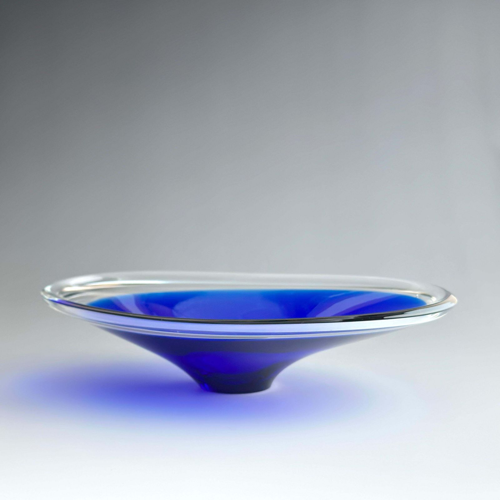 Cobalt Blue Mid Century Swedish Glass Centrepiece Bowl, 1960s photo vinterior
