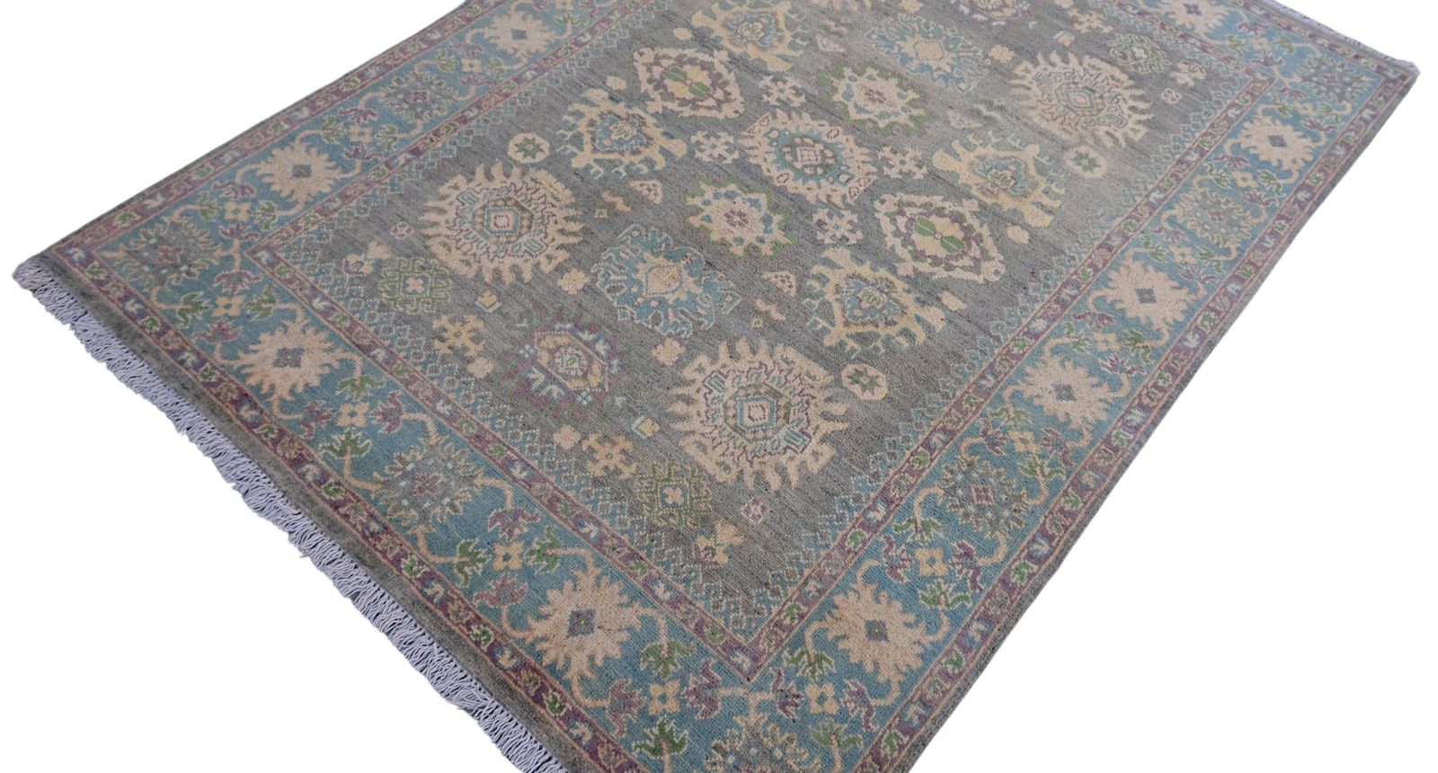5x6 Grey And Blue Turkish Oushak Wool Traditional Area Rug photo 514.0