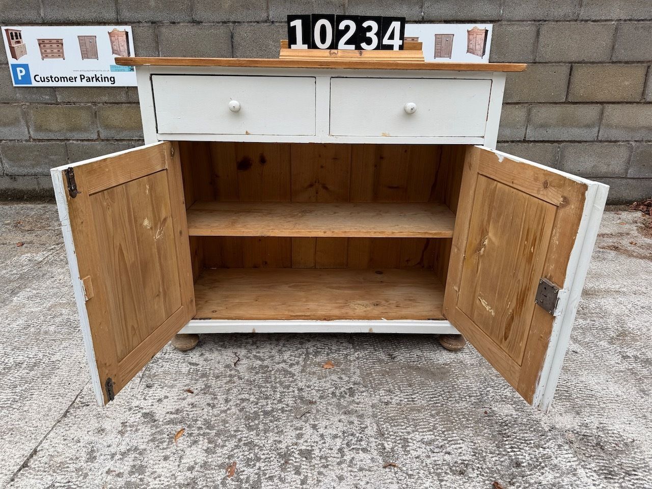 An Old Pine Dresser Base/Sideboard   Painted Currently But Can Be Stripped Etc photo 295.0