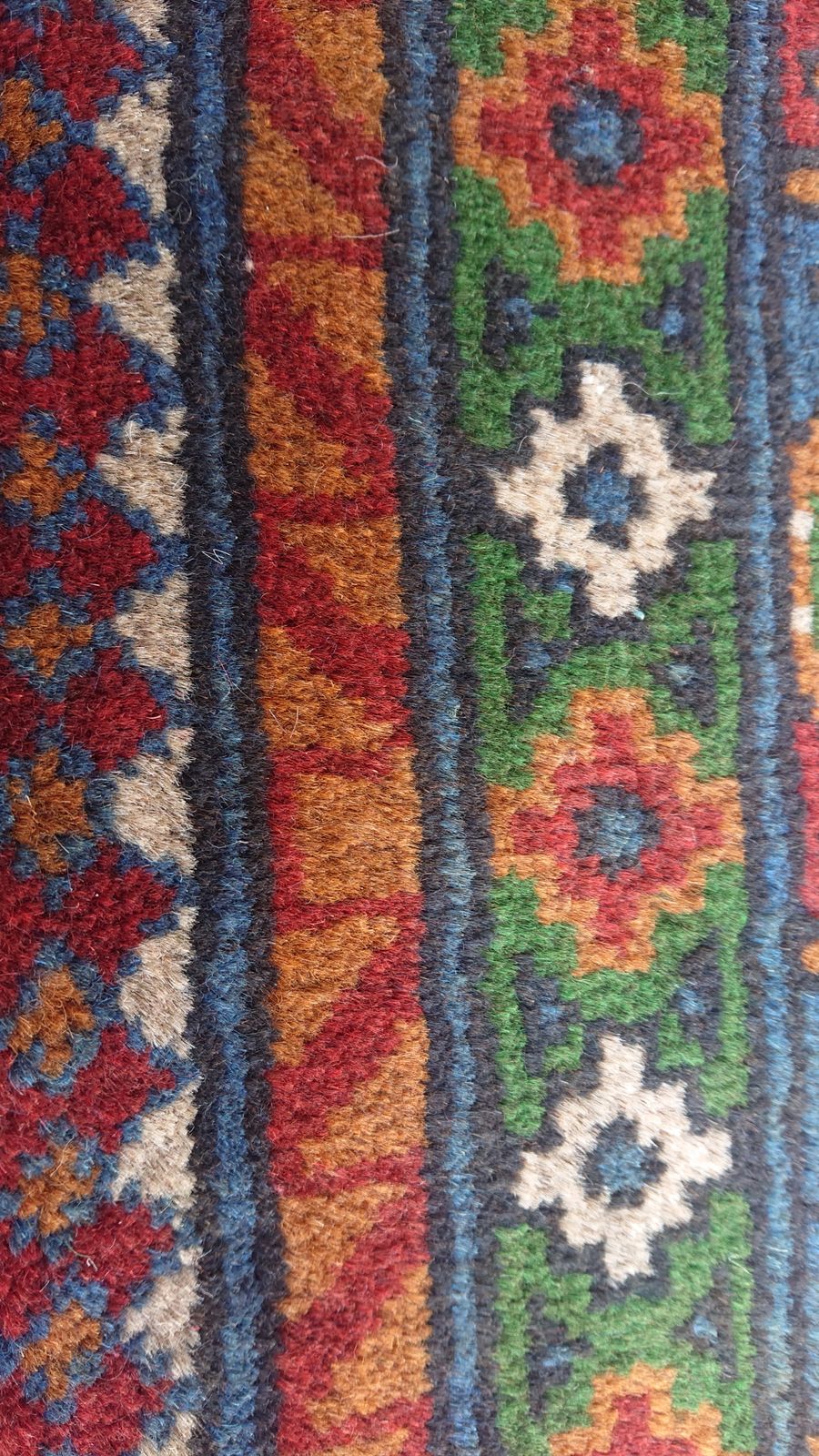 Blue Geometric Tribal Handmade Bokhara Area Rug photo 564.0