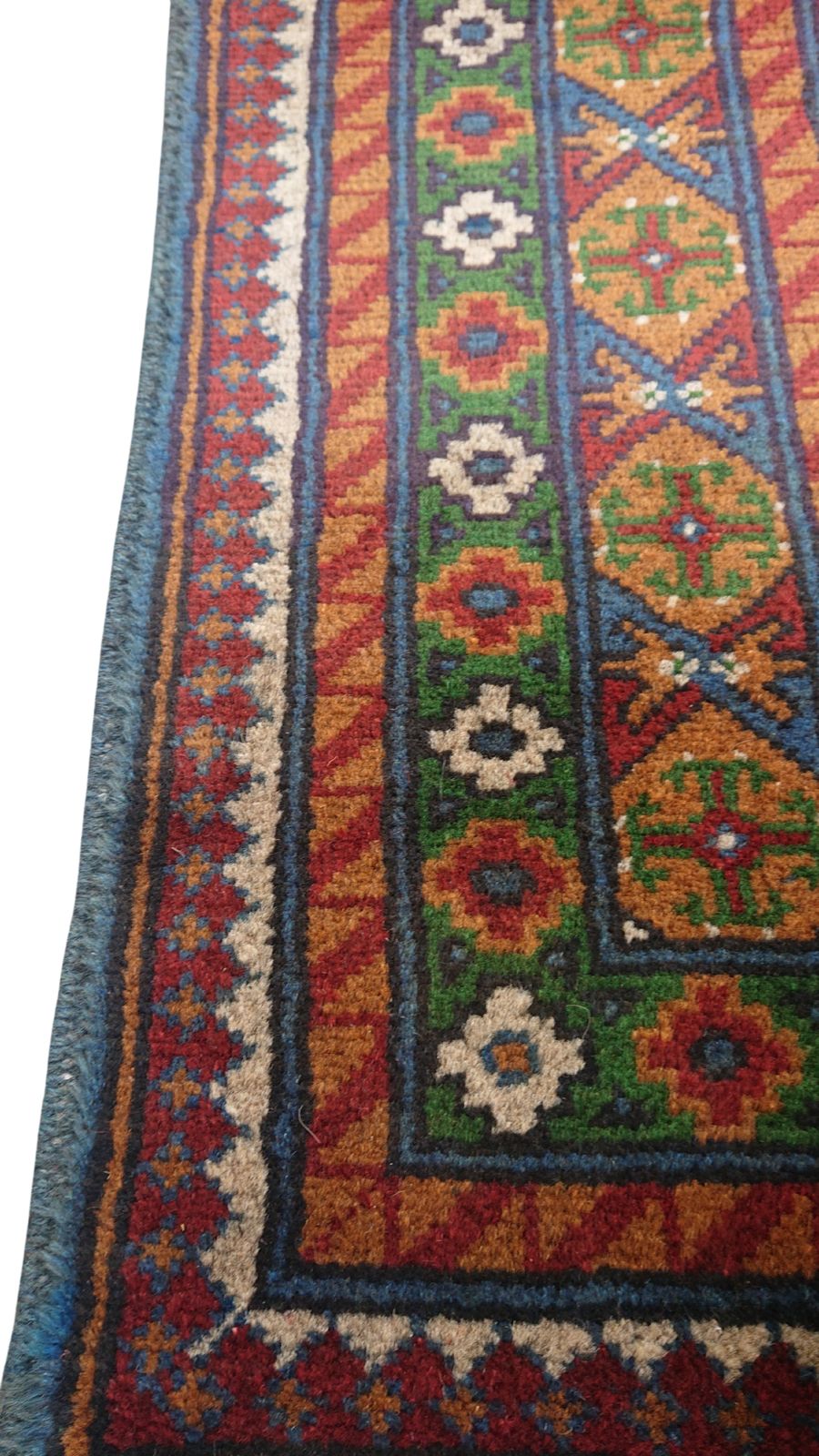 Blue Geometric Tribal Handmade Bokhara Area Rug photo buy