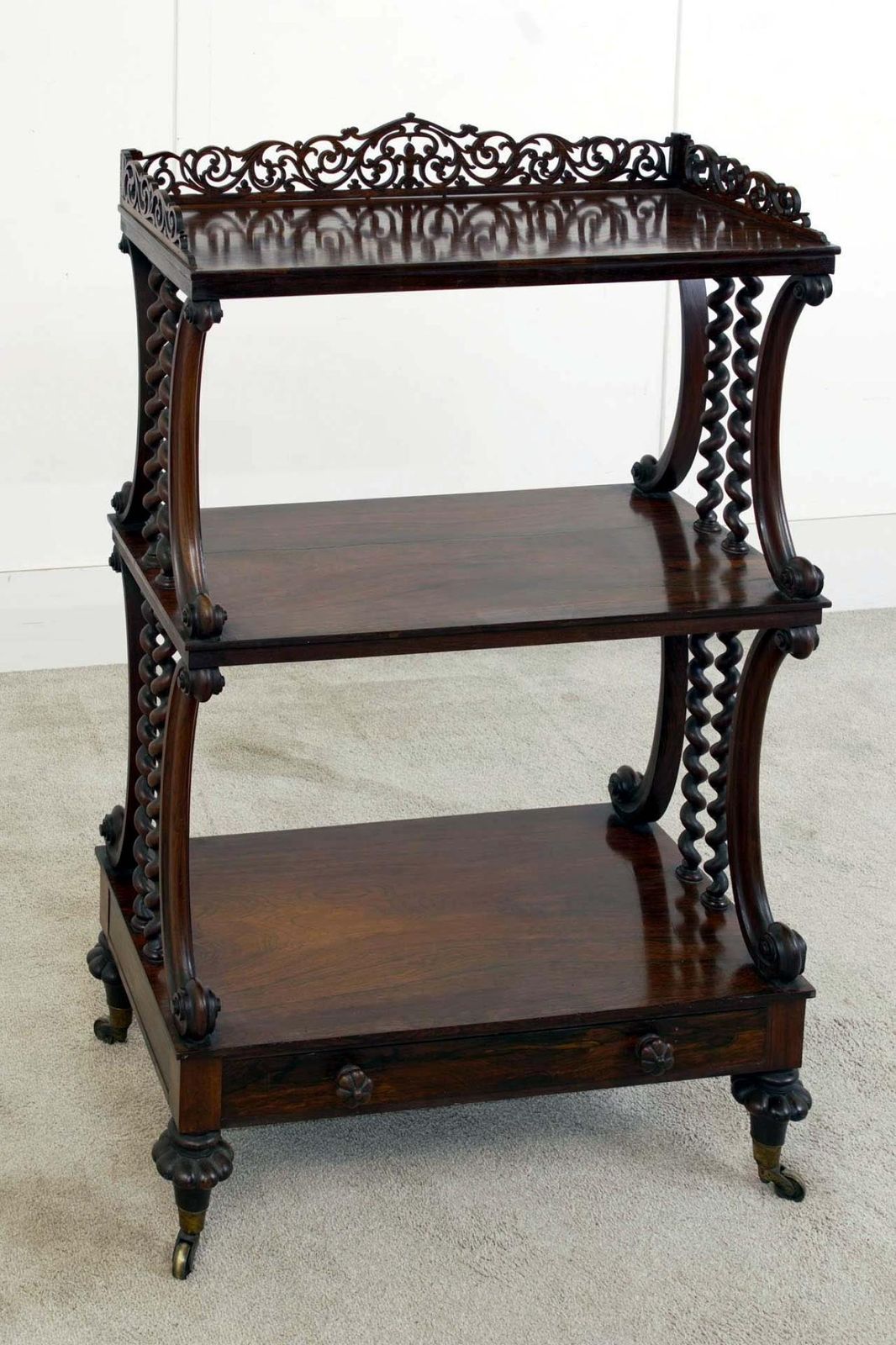 Victorian Whatnot Bookcase Mahogany Barley Twist Etagere 1880 photo furniture
