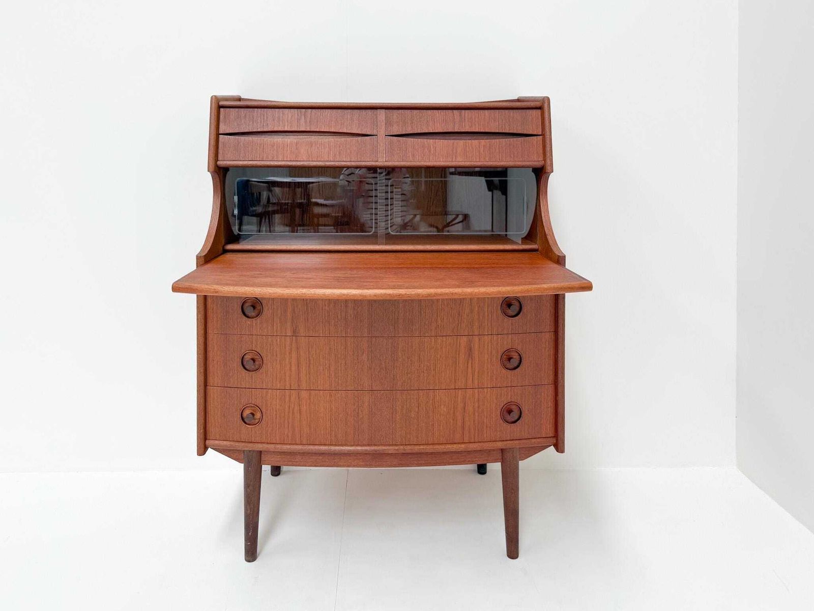 Mid Century Teak Secretary Desk With Drawers | Gunnar Falsig By Falsig Mobler photo for sale
