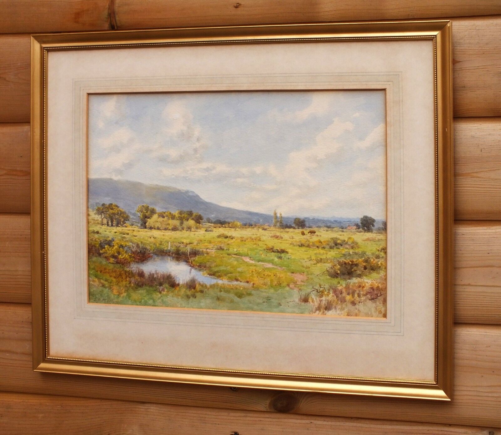 Antique Watercolor Painting, Dorset Framed Original, Signed Elliot Henry Marten photo for sale