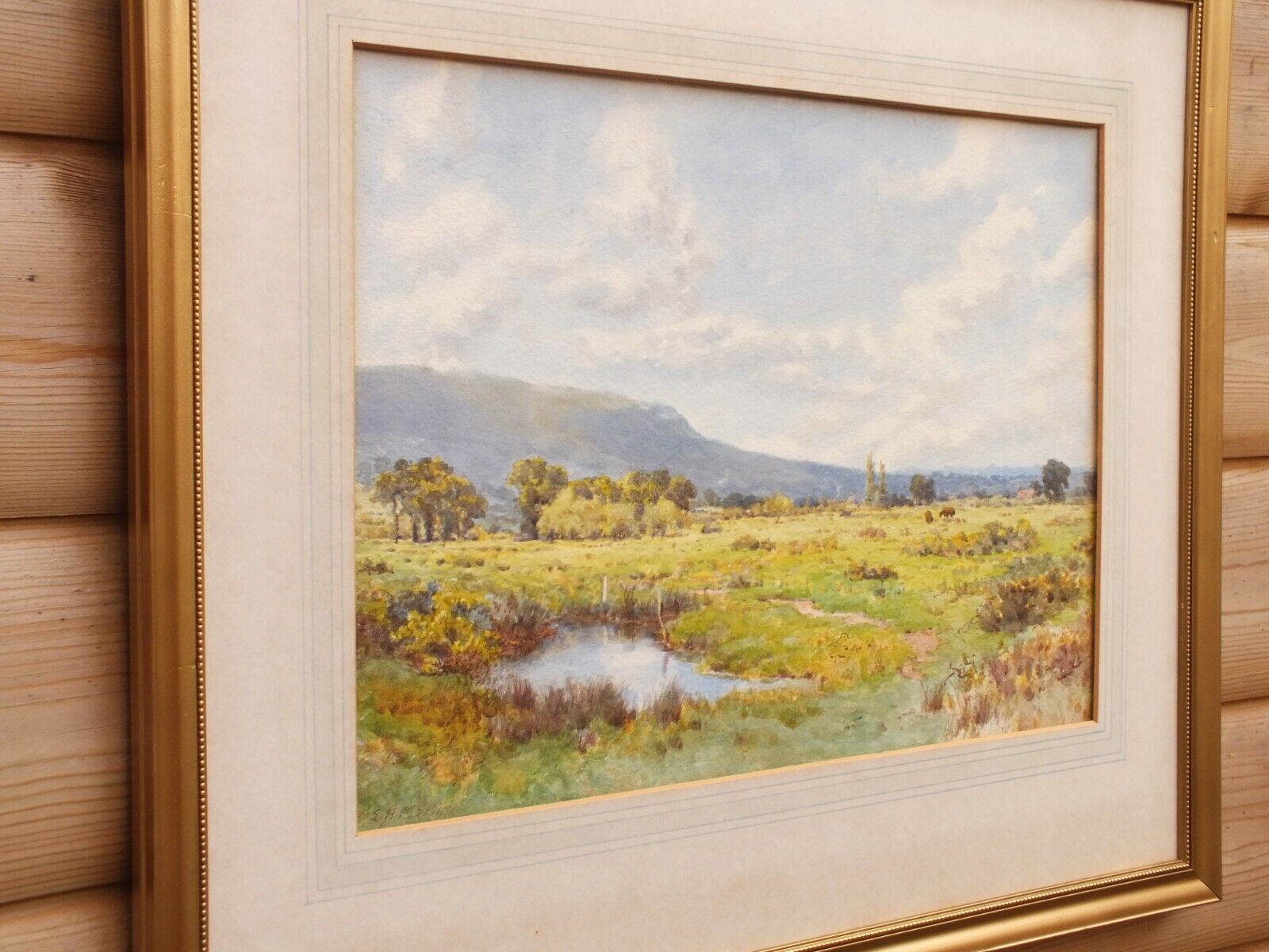 Antique Watercolor Painting, Dorset Framed Original, Signed Elliot Henry Marten photo vinterior