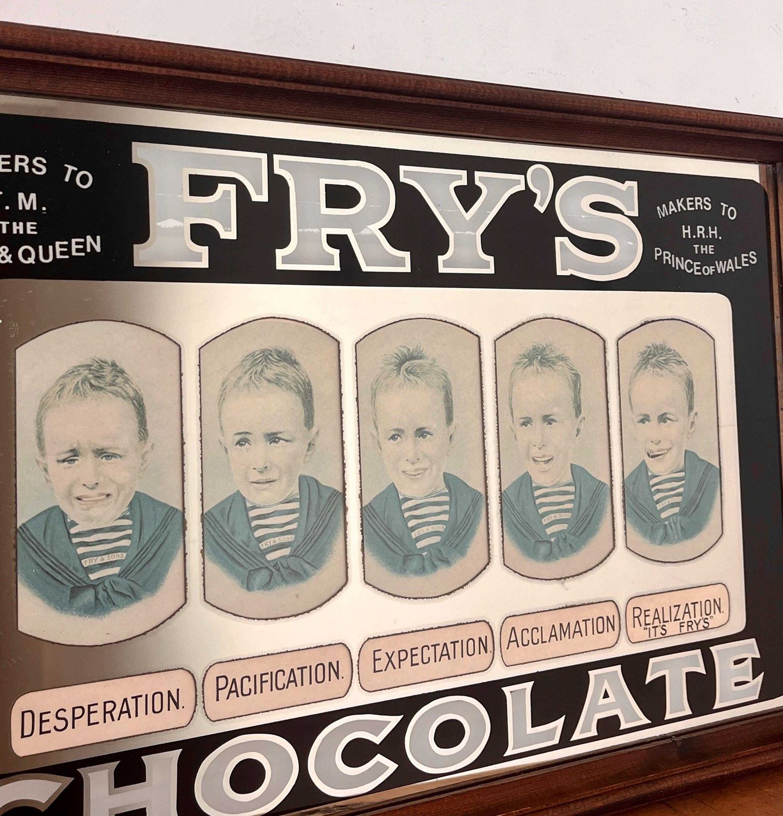 Vintage Fry's Chocolate Mirror: Five Boys Milk Chocolate Advertising photo vinterior
