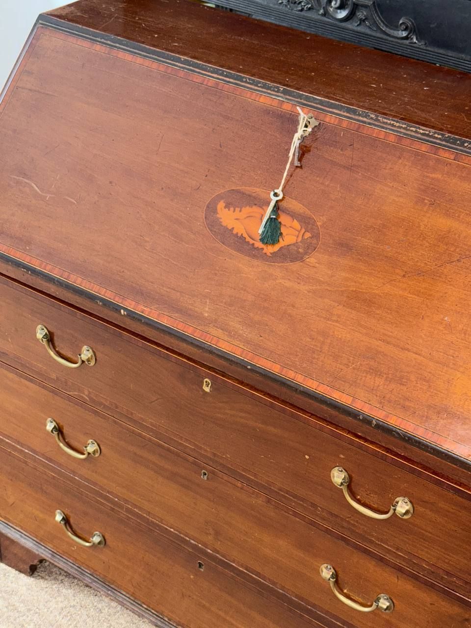 Victorian Secretaire Of Mahogany Wood, Inlaid