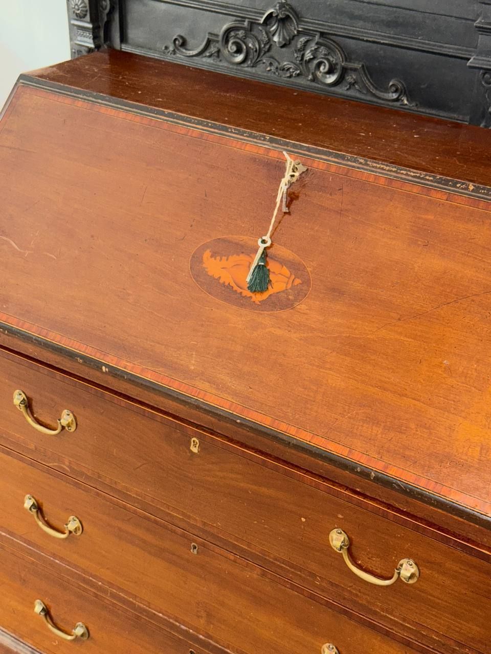 Victorian Secretaire Of Mahogany Wood, Inlaid photo for sale