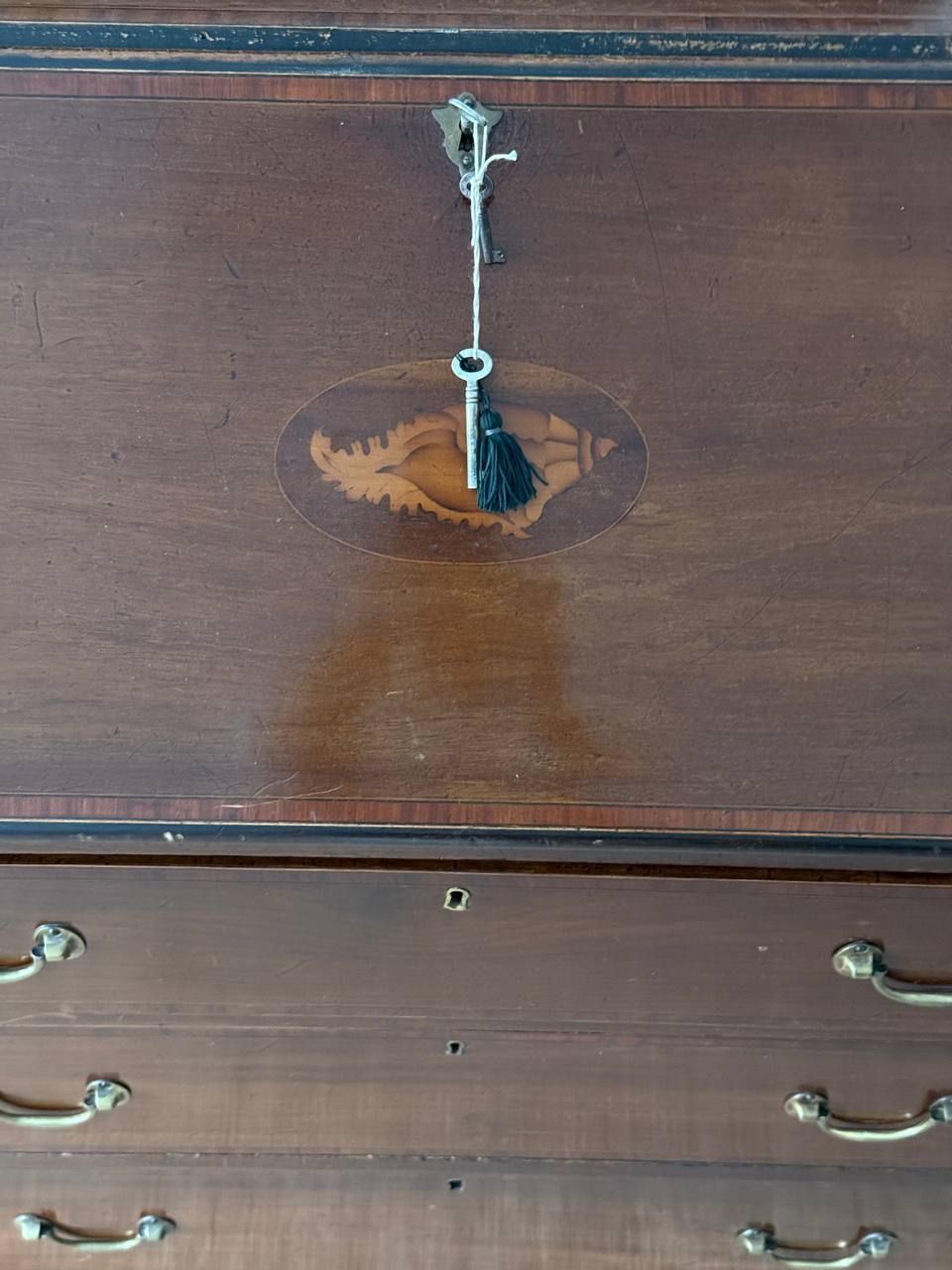 Victorian Secretaire Of Mahogany Wood, Inlaid photo vintage