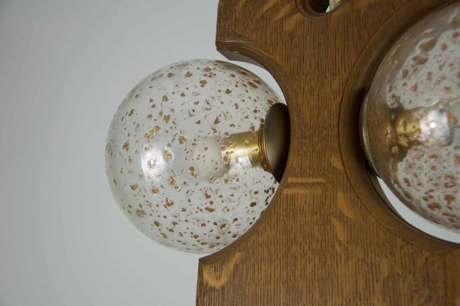 photo furniture Midcentury Wooden And Glass Hanging Lamp By Temde, Circa 1960
