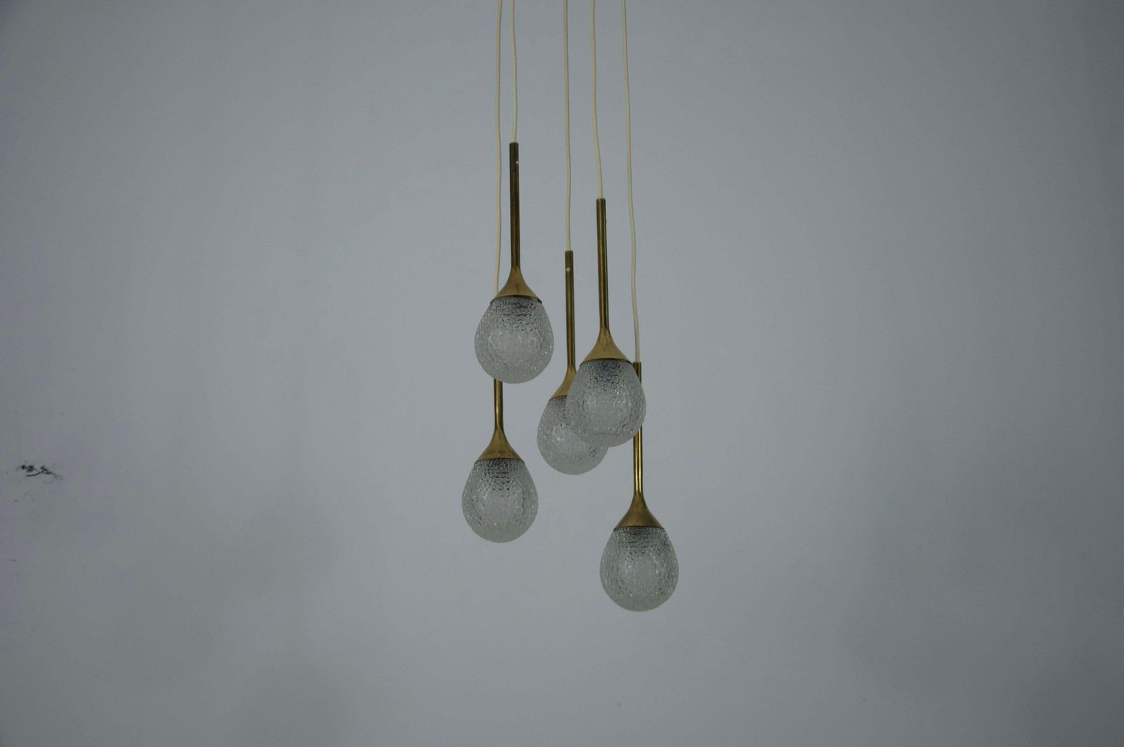 Mid Century Brass And Glass Cascade Pendant Lamp, Germany, 1960s photo buy