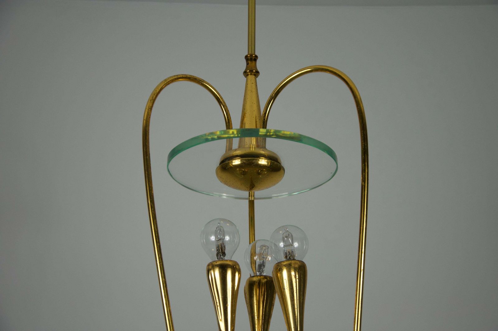 Gilded Brass Chandelier Attr. To Pietro Chiesa For Fontana Arte, 1950s, Italy photo buy