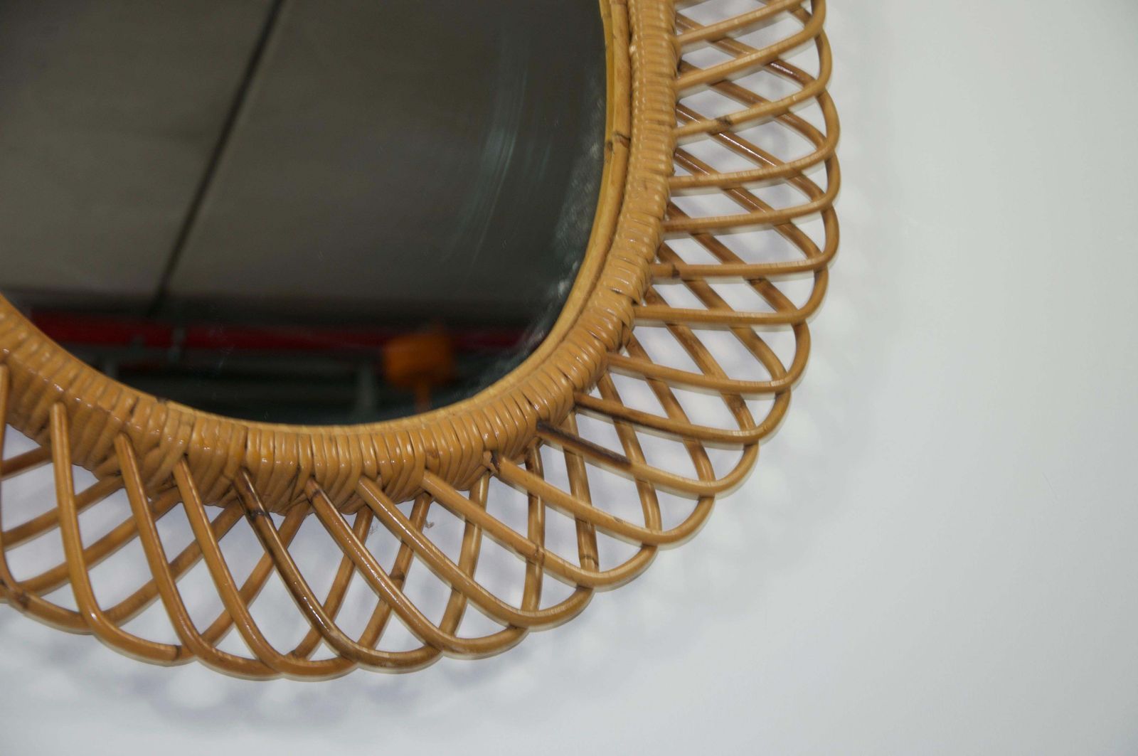 Midcentury Italian Bamboo Mirror, Italy, 1960s photo Home Decor