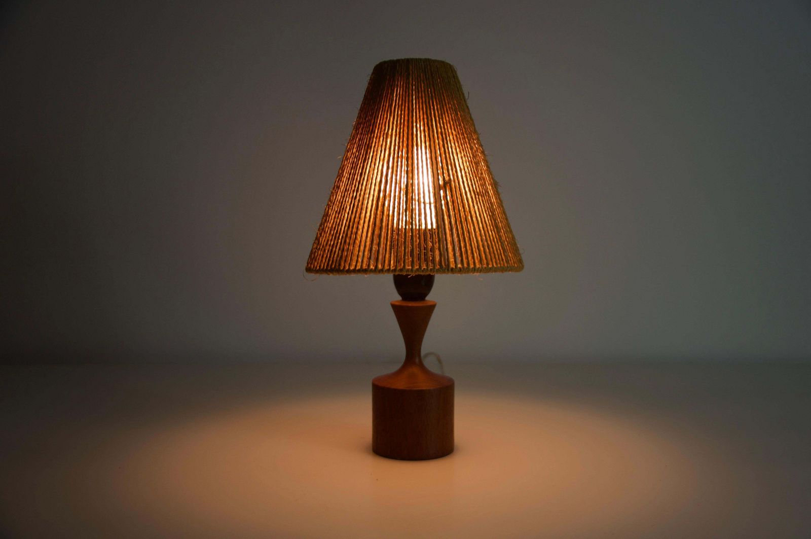 photo furniture Midcentury Teak And Sisal Table Lamp By Temde, Circa 1970