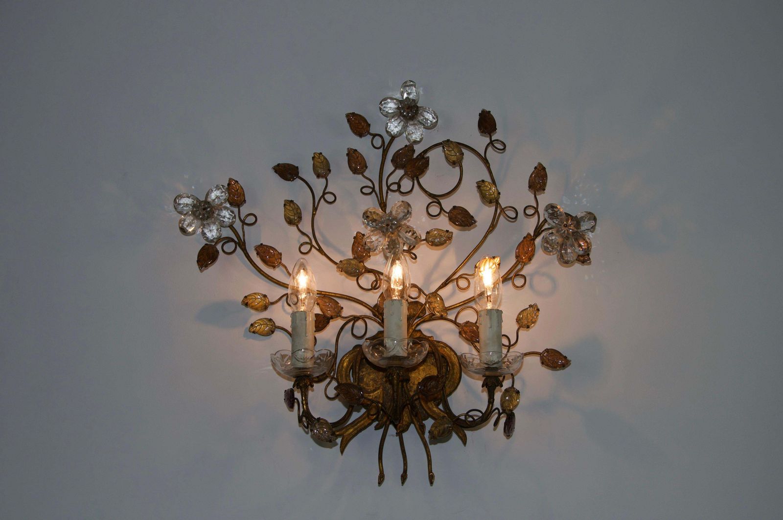 Lighting Florentine Flower Shape Wall Lamp By Banci Firenze, Italy, 1970s photo