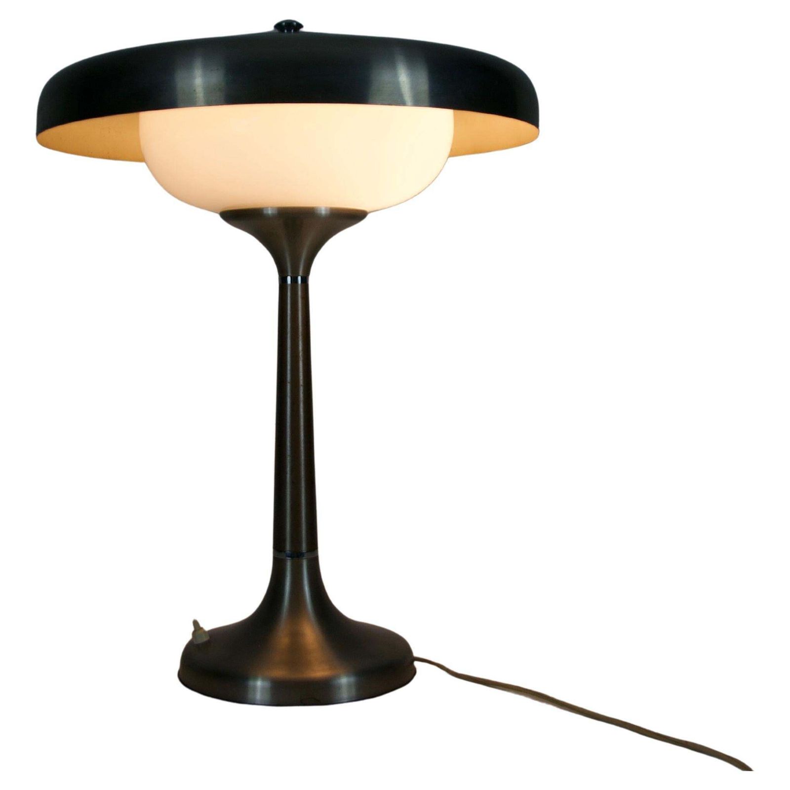 Mid Century Italian Metal And Glass Table Lamp, 1960s