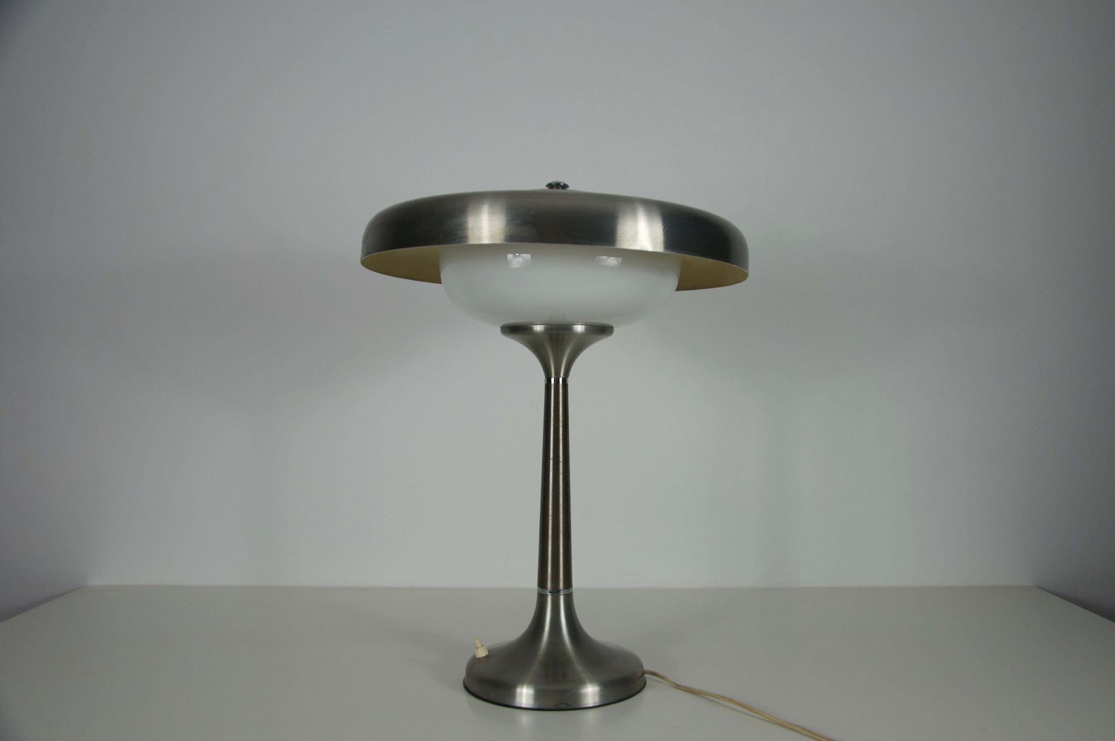 Mid Century Italian Metal And Glass Table Lamp, 1960s photo for sale