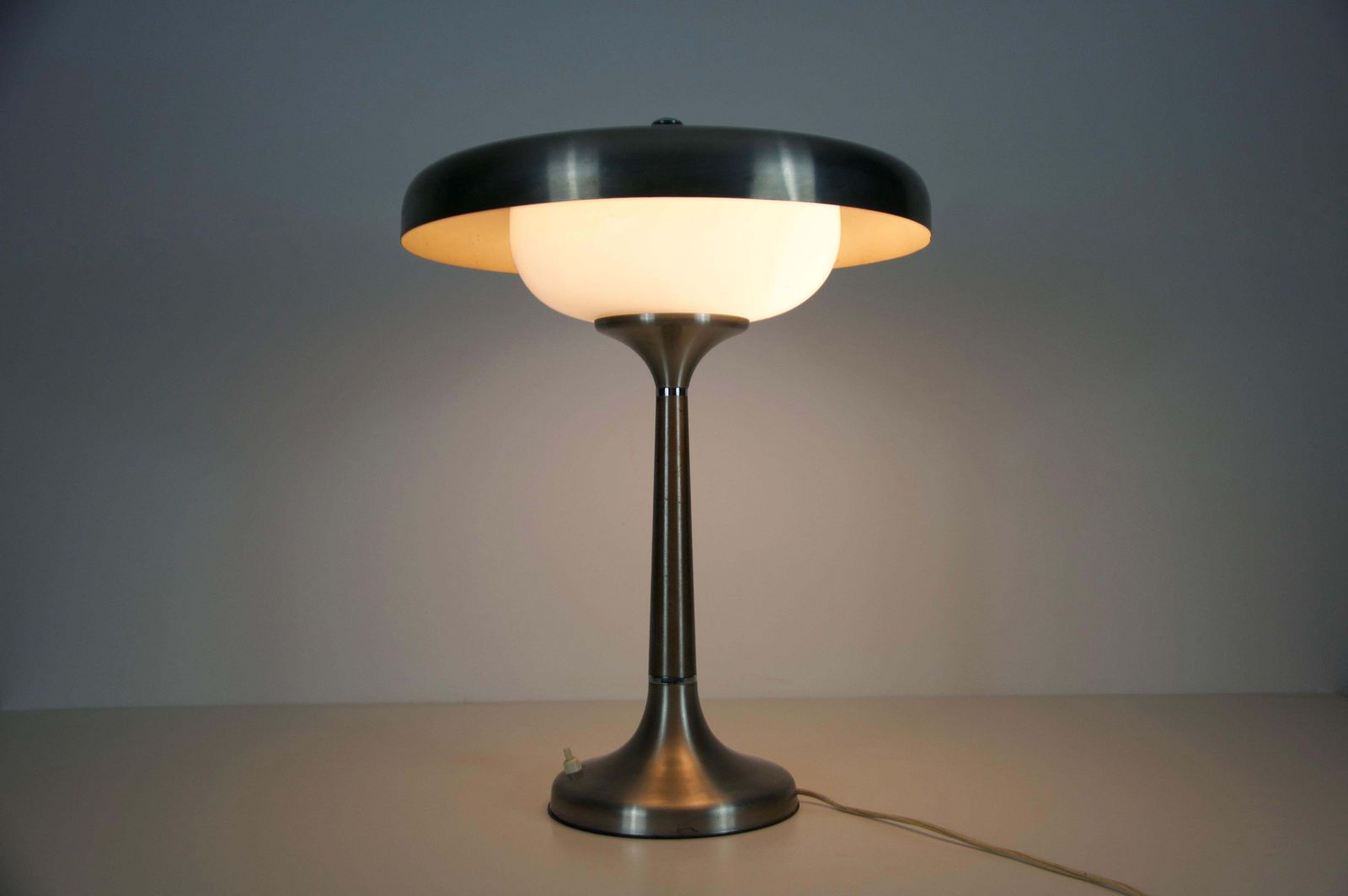 Mid Century Italian Metal And Glass Table Lamp, 1960s photo vintage