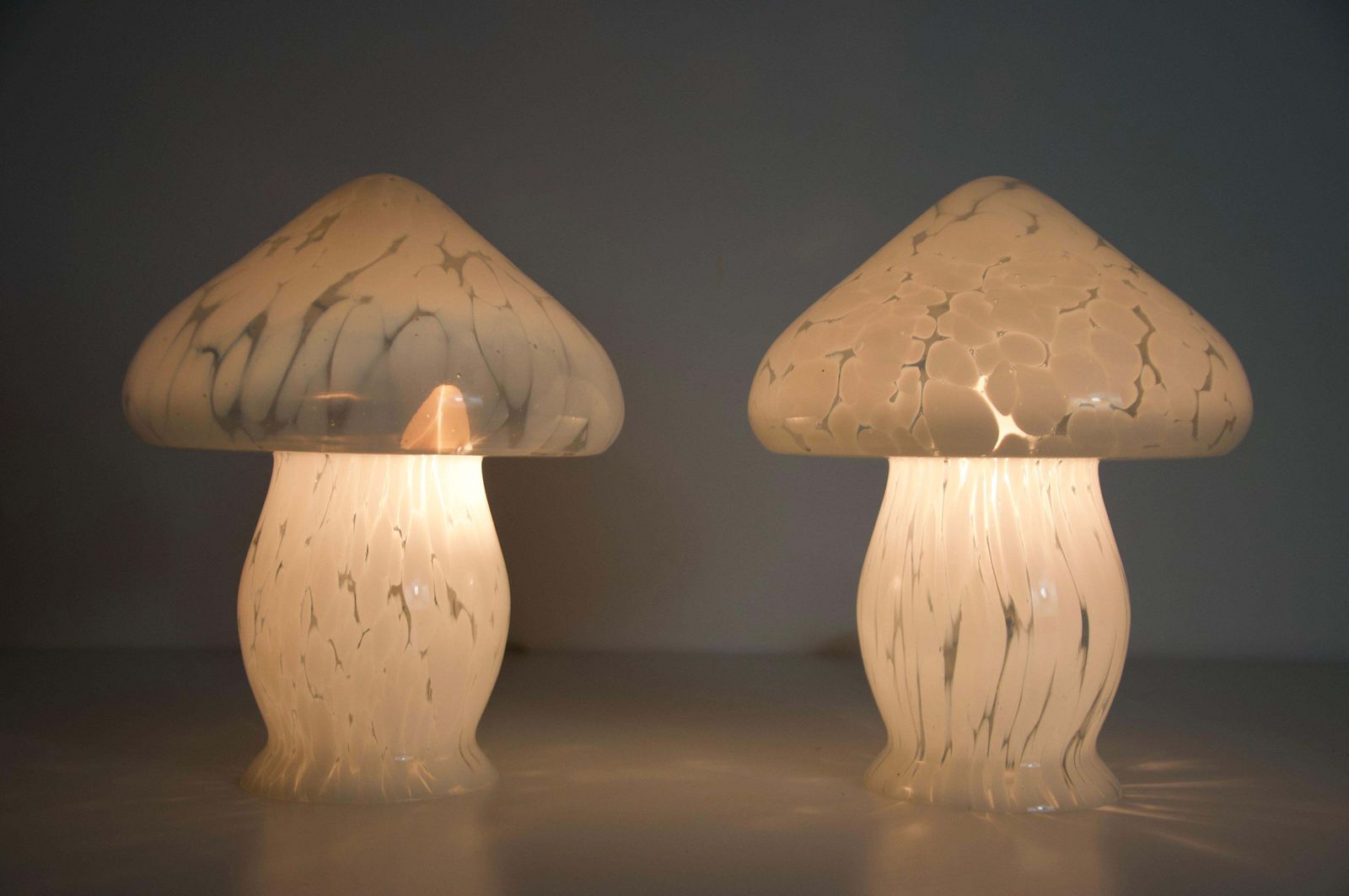 Pair Of Glass Mushroom Table Lamps By Limburg, Germany, 1970s photo vintage