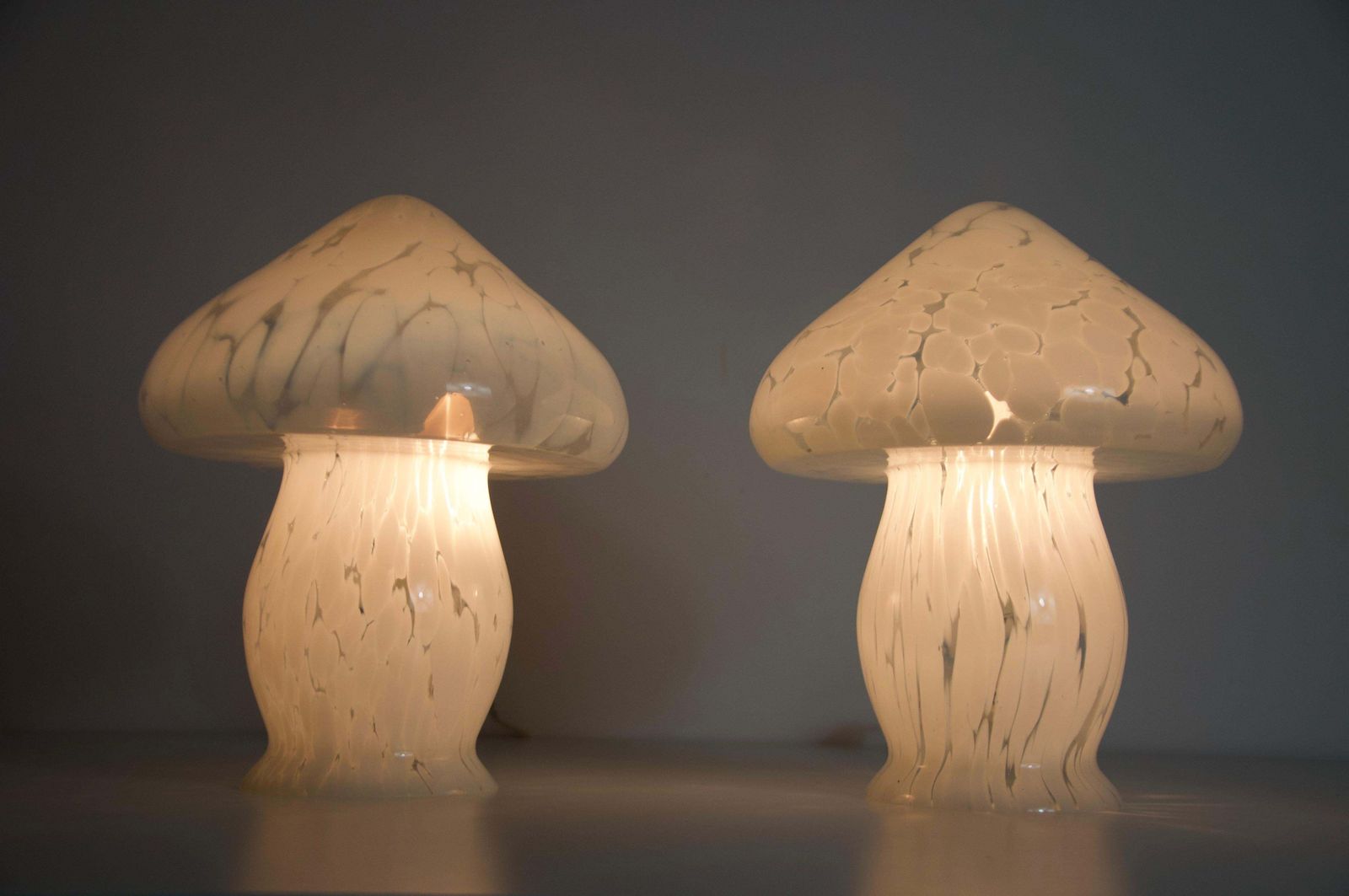 photo furniture Pair Of Glass Mushroom Table Lamps By Limburg, Germany, 1970s