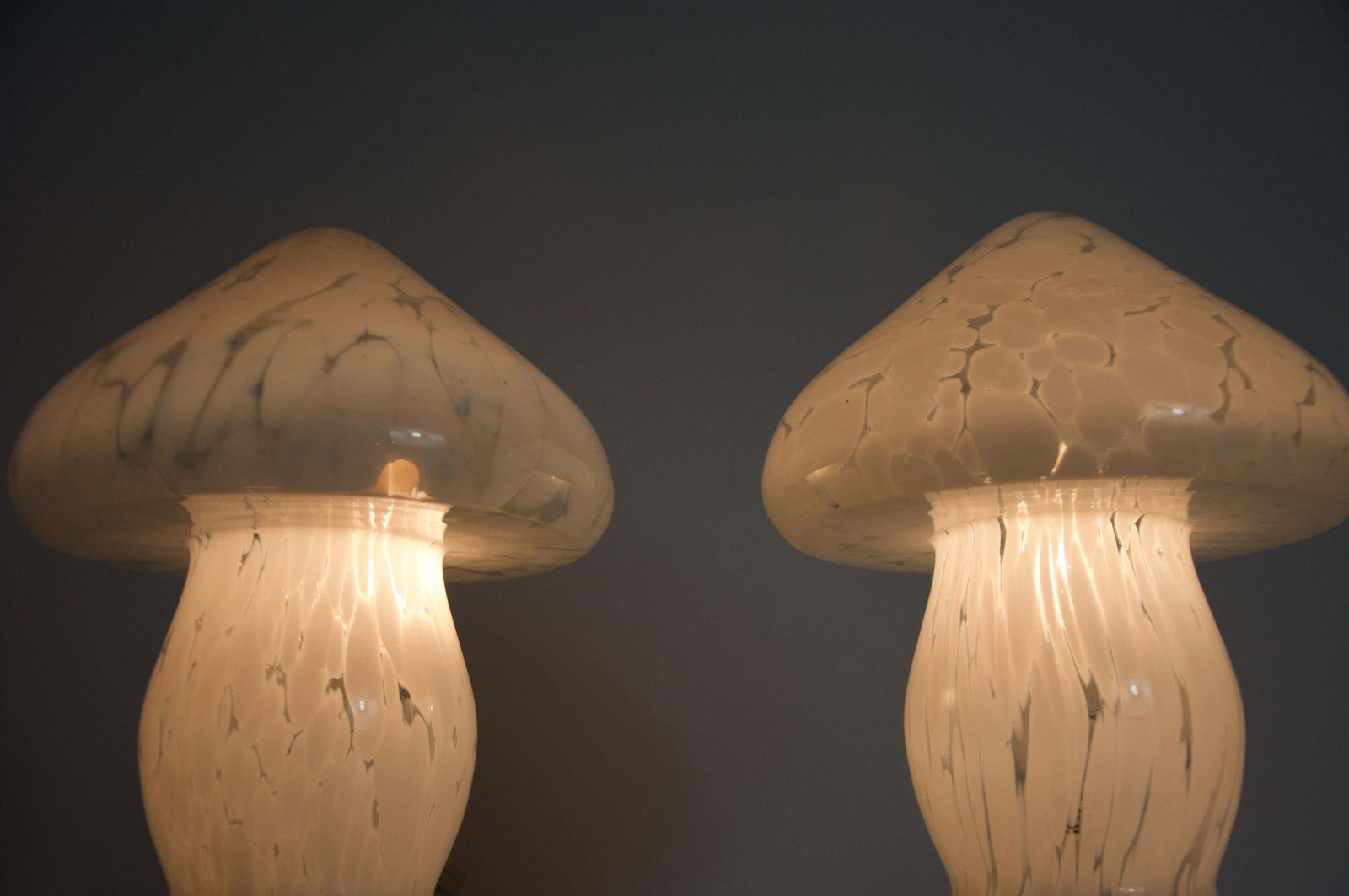 photo for sale Pair Of Glass Mushroom Table Lamps By Limburg, Germany, 1970s