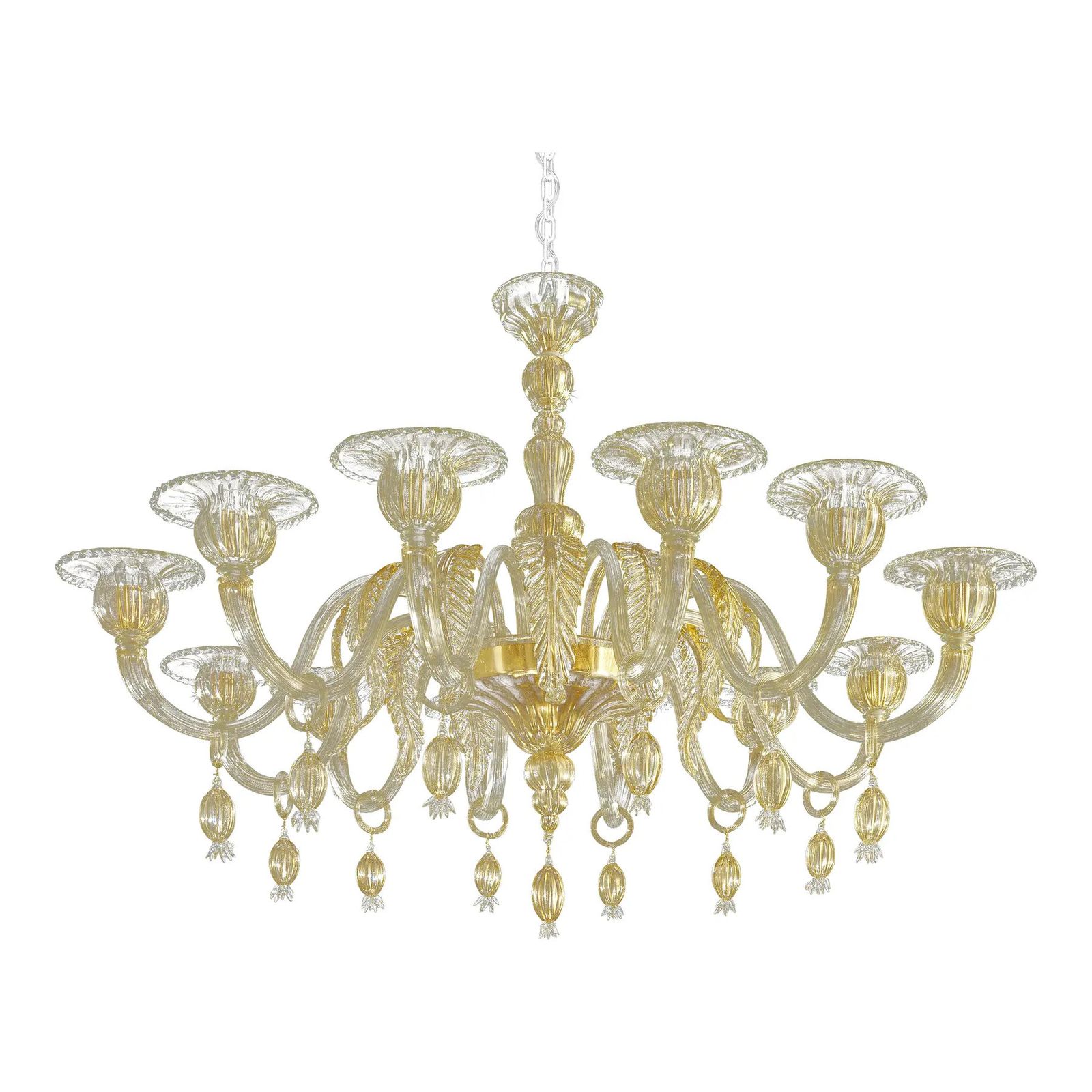 Venetian Gold Chandelier With Big Leaves