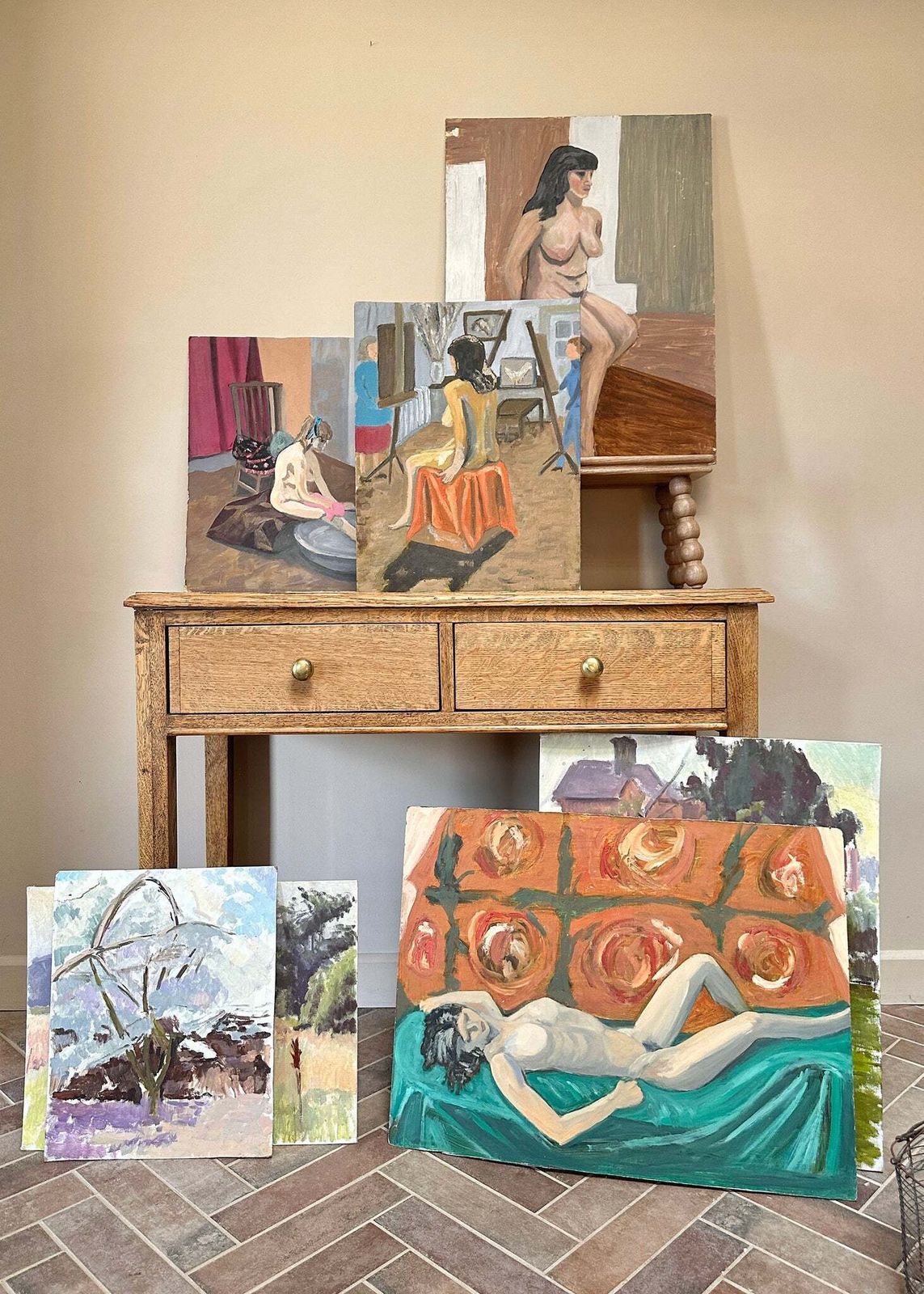 Female Nude Portrait Painting photo vinterior