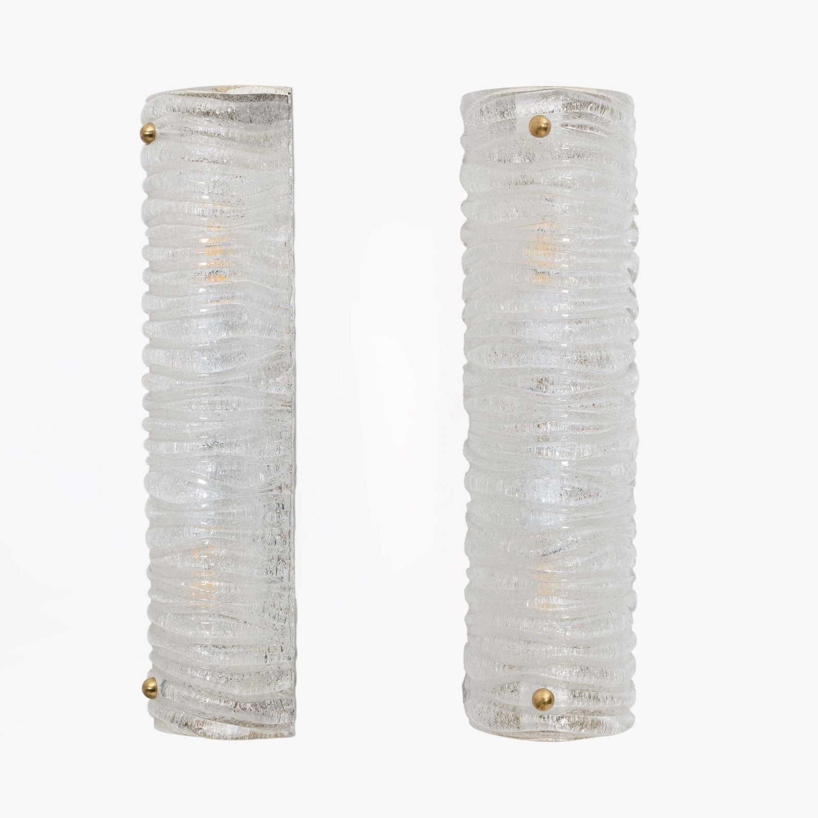 Pair Of Barovier & Toso Art Decò Style Brass And Textured Murano Glass Sconces photo furniture
