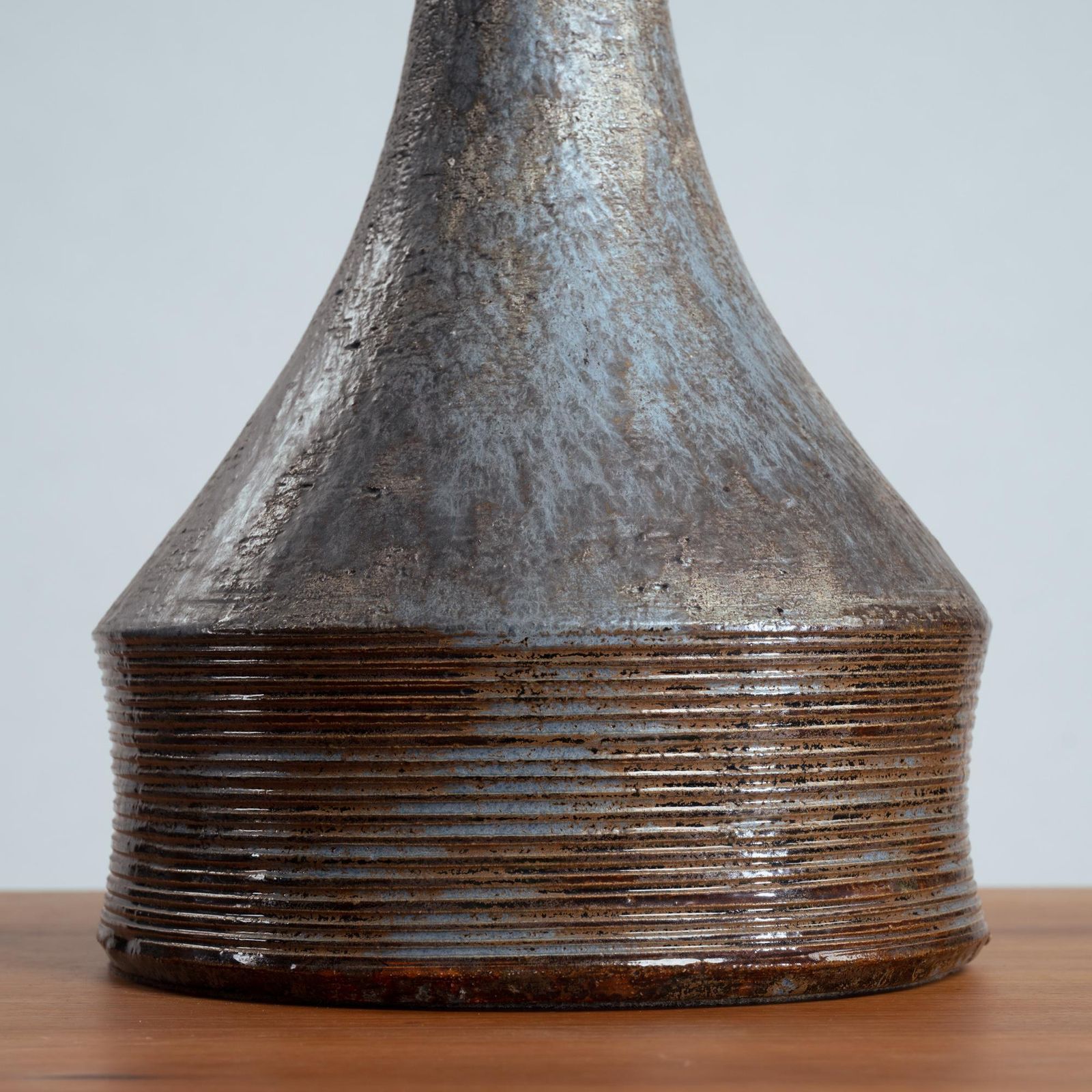 Studio Pottery Table Lamps In Gray Bleu And Brown (Aft) Bo Borgstrom, Sweden 70s photo furniture