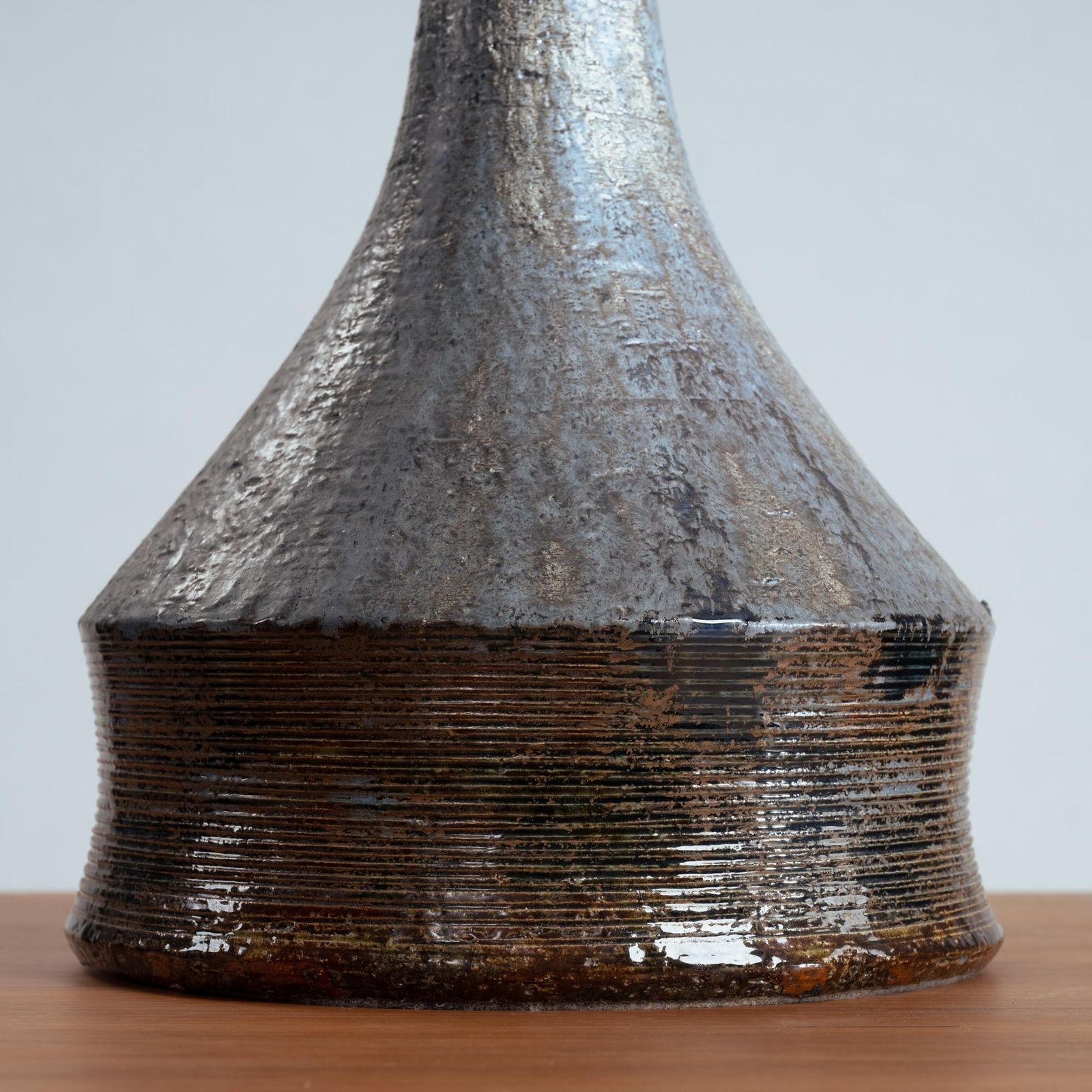 Studio Pottery Table Lamps In Gray Bleu And Brown (Aft) Bo Borgstrom, Sweden 70s photo buy
