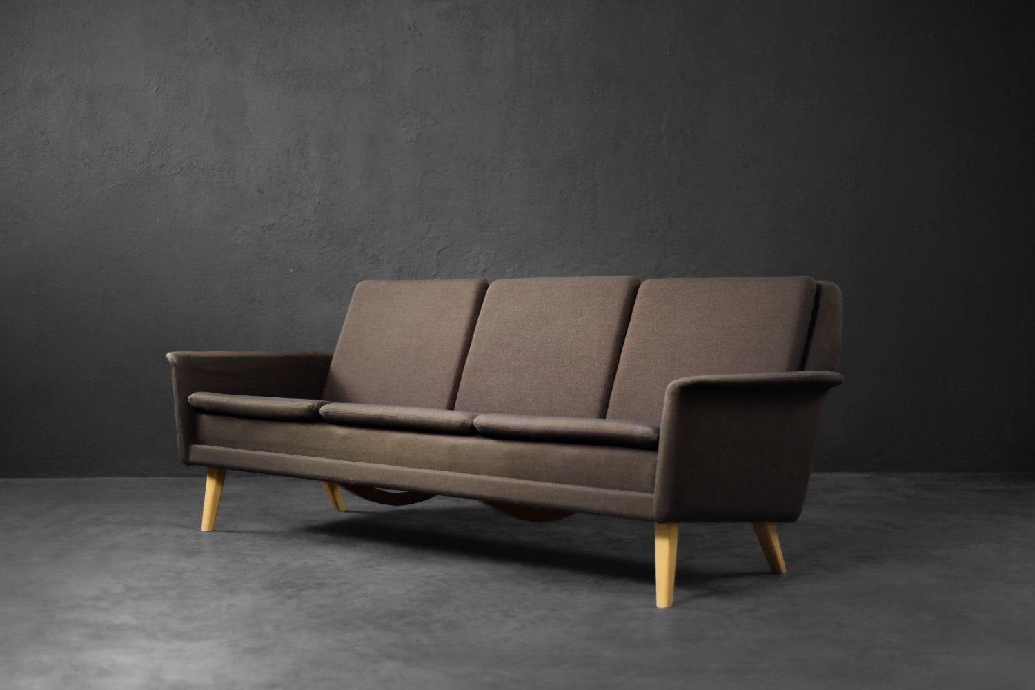 Mid Century Danish Modern Brown 3 Seater Sofa By Folke Ohlsson For Fritz Hansen, 1960s