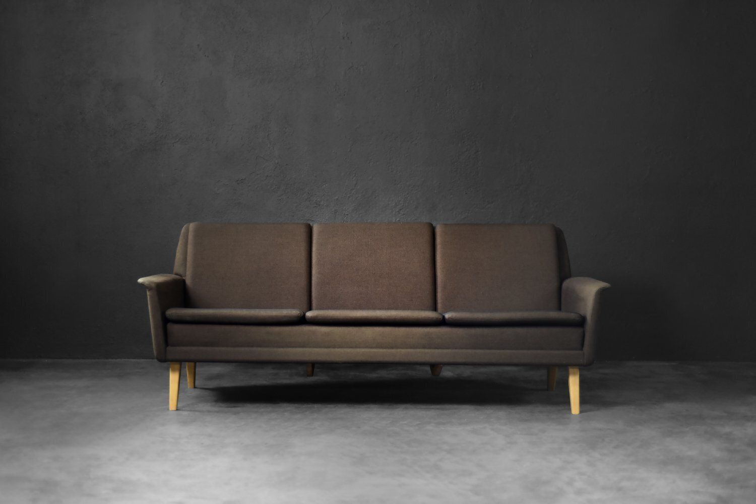 Mid Century Danish Modern Brown 3 Seater Sofa By Folke Ohlsson For Fritz Hansen, 1960s photo Furniture