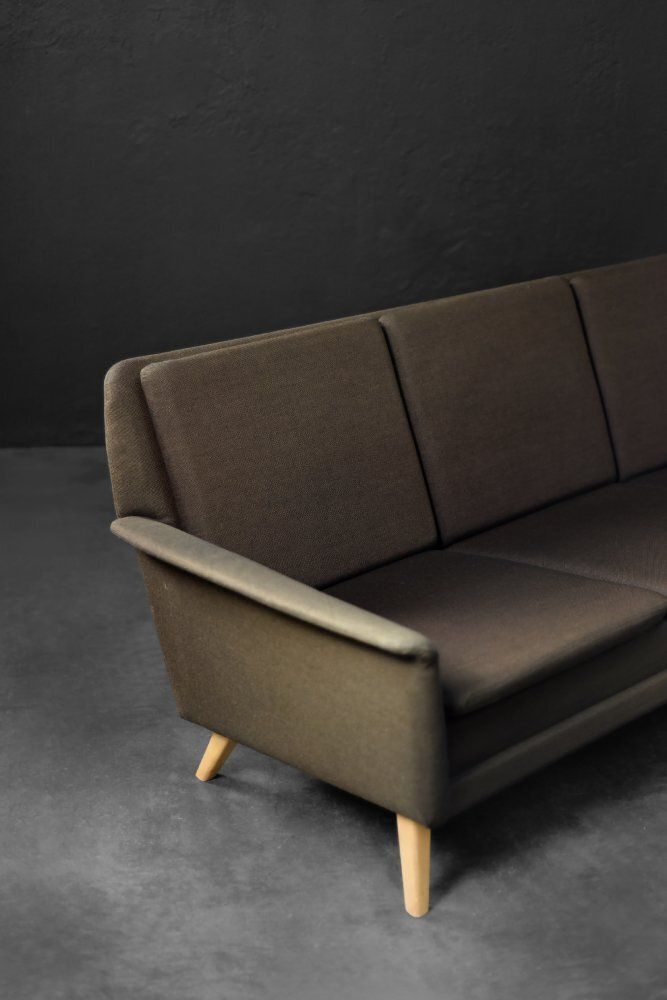 Mid Century Danish Modern Brown 3 Seater Sofa By Folke Ohlsson For Fritz Hansen, 1960s photo vintage