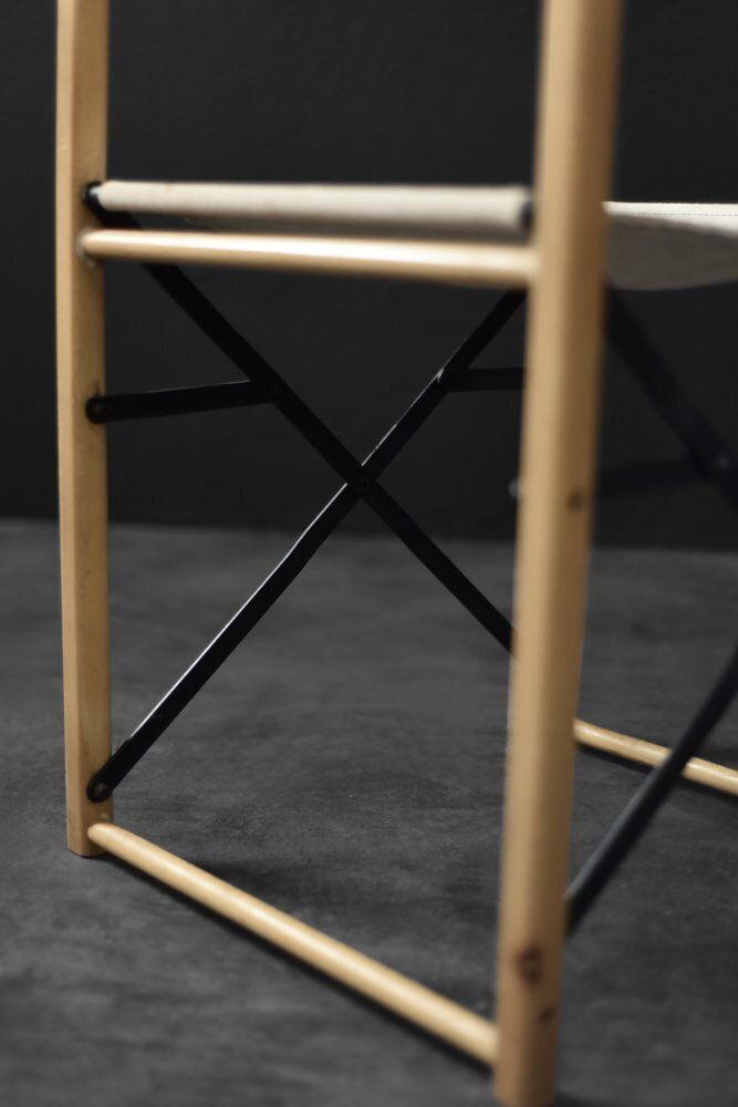 photo for sale Mid Century Scandinavian Modern Beech & Canvas Safari Directors Chairs, 1960s, Set Of 2